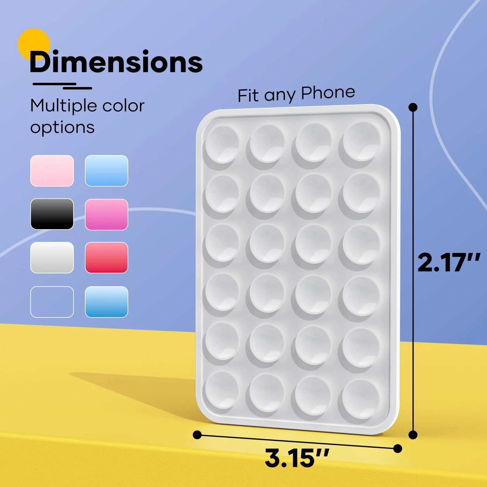 DL3 MOBILAK Silicone Suction Phone Case Mount, Sillicon Adhesive Phone Accessory for iPhone and Android, Hands-Free Fidget Toy Mirror Shower Phone Strong Grip Holder, Videos and Selfies - White