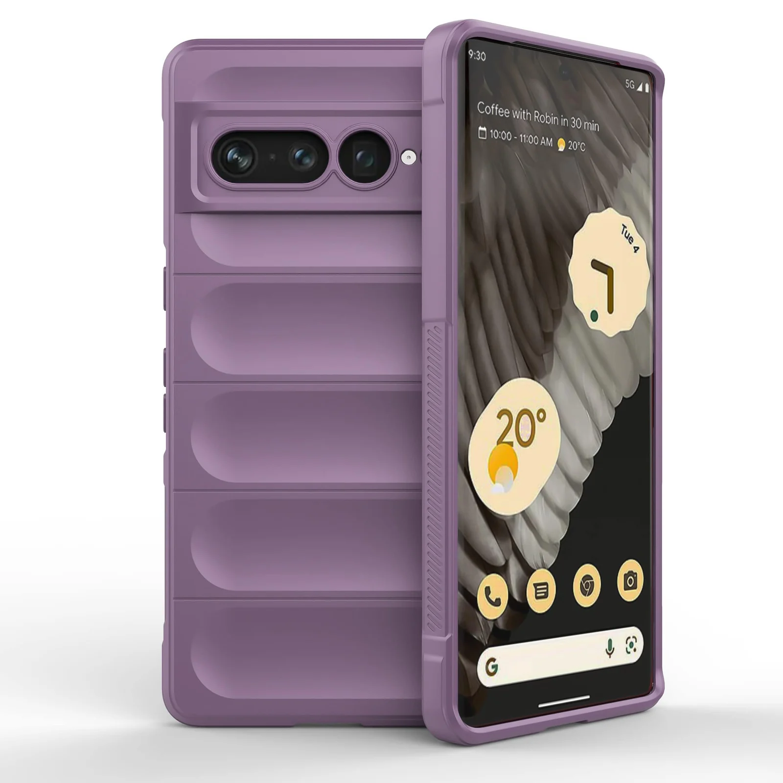 DL3 Mobilak Soft Silicone Protective Case for Google Pixel 7 Pro with Camera Protection and Shockproof Design - Purple