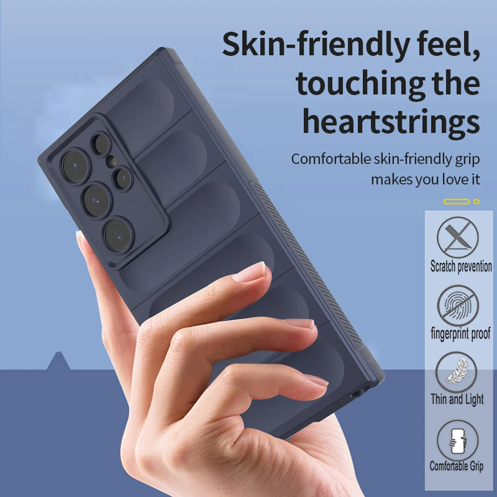 DL3 Mobilak Flexible Silicone and TPU Protective Case with Camera Protection for Samsung Galaxy S24 Ultra - Blue