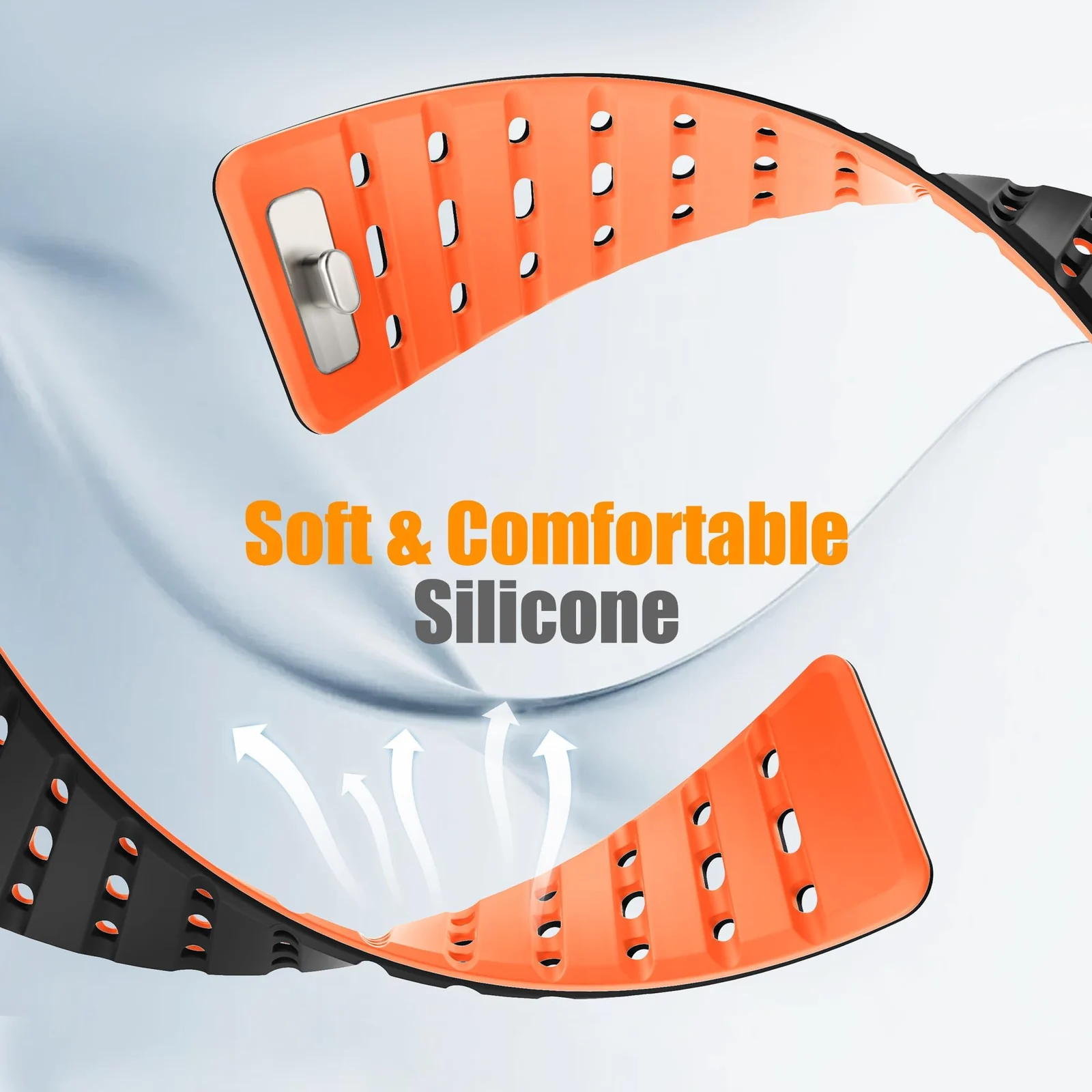 DL3 MOBILAK Adjustable Silicone Sports Watch Strap for Whoop 5.0 - Black/Orange