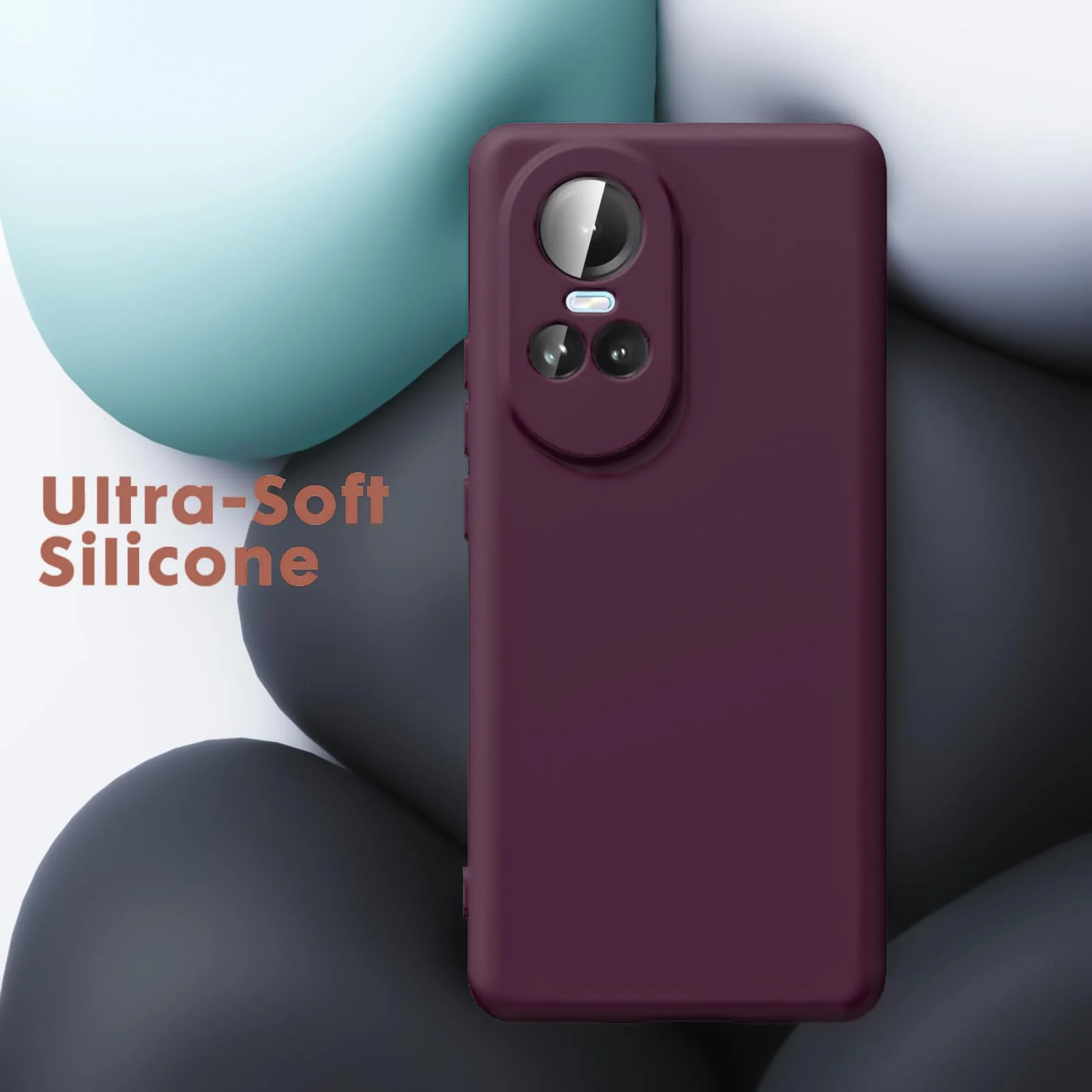 DL3 Mobilak Liquid Silicone Case for OPPO Reno 10, Shock-absorbing protection, Scratch-resistant surface, Soft microfiber lining - Wine Red