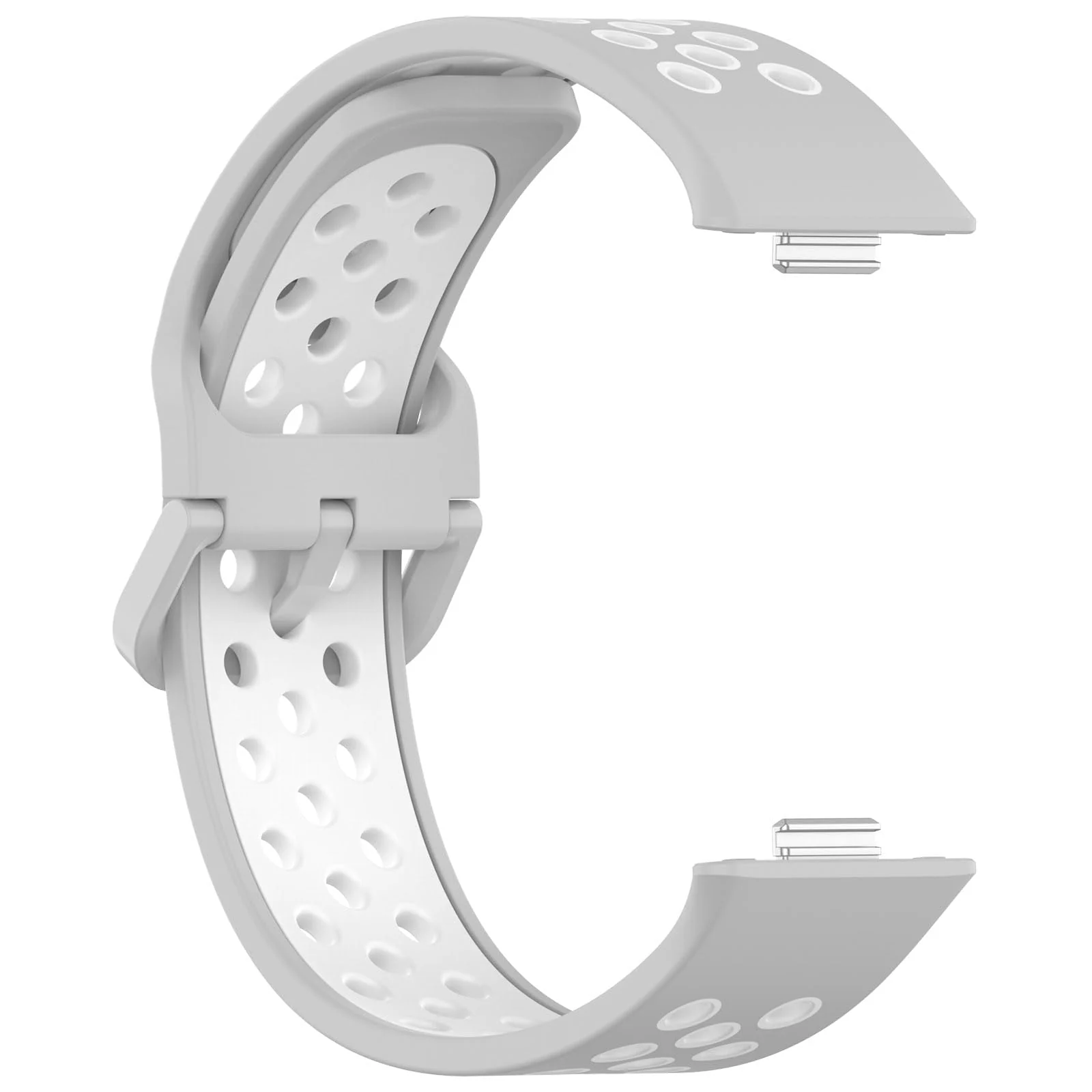 DL3 Mobilak Silicone Strap for Huawei Watch Fit 3, [Breathable] Soft Silicone Sport Wristband Bracelet Replacement Strap, Two-tone Strap, Adjustable Design, for Huawei Watch Fit3 - Gray White