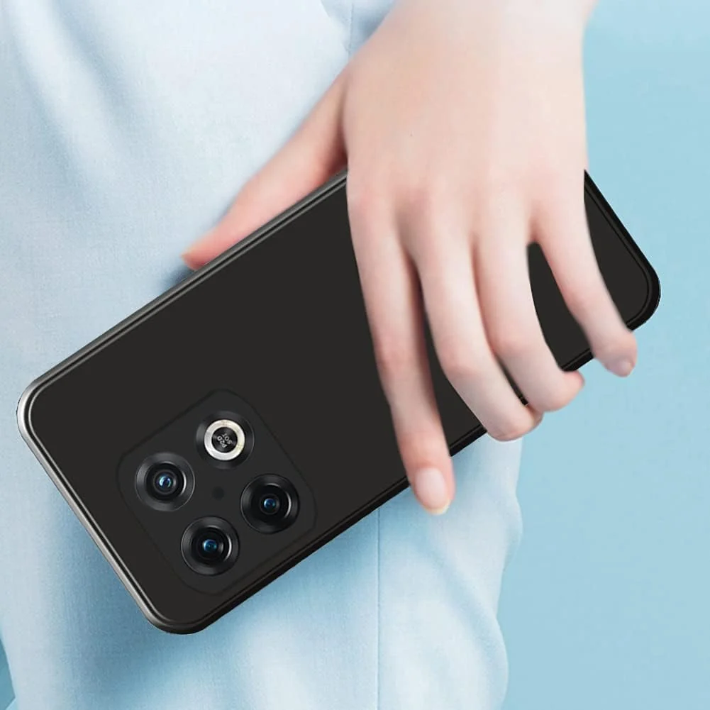 DL3 Mobilak Soft Silicone Protective Case for OnePlus 10 Pro with Microfiber Lining and Shockproof Design - Black