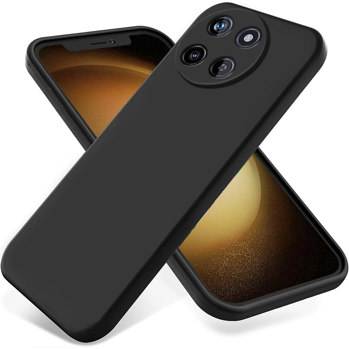 DL3 Mobilak Liquid Silicone Protective Case for realme 11 4G with Microfiber Lining and Shockproof Design - Black