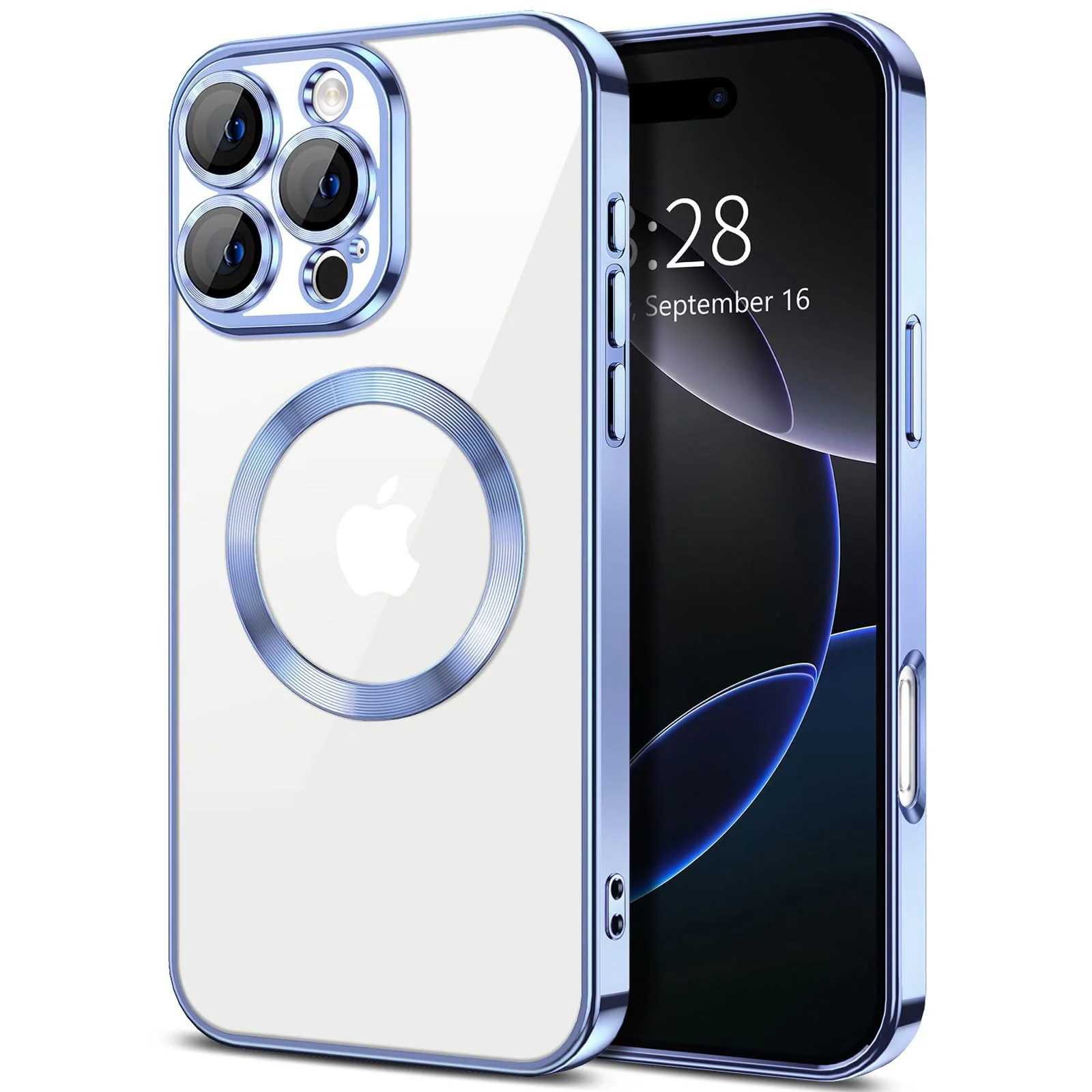 DL3 Mobilak Plated-Edge TPU Protective Case with Camera Protection for iPhone 16 Pro - Steel Blue