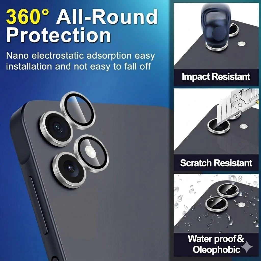 DL3 Mobilak Camera Lens Protector for Samsung Galaxy A06 Accessories, 9H Tempered Glass Metal Individual Ring Camera Cover Screen Protector, Case Friendly, Anti Scratch - Silver