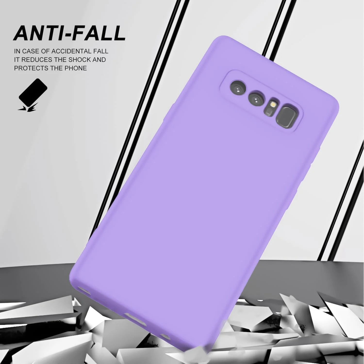 DL3 Mobilak Liquid Silicone Protective Case with Soft Microfiber Lining with Full Camera Protection for Samsung Galaxy Note 8 - Light Orange