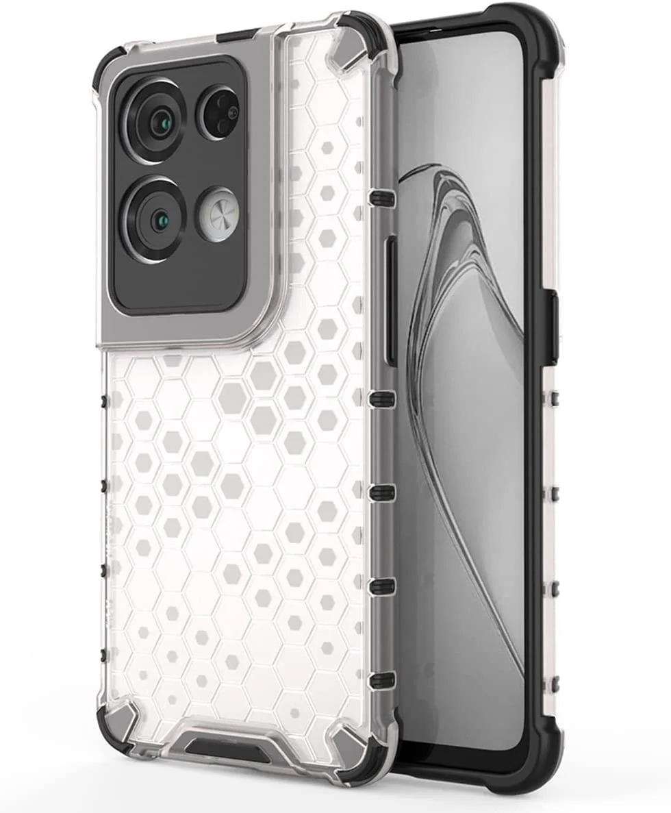 DL3 Mobilak Honeycomb Protective Case for OPPO Reno8 5G / OPPO Reno 8 5G, Shock-absorbing protection, Transparent design, Slim, lightweight profile - Clear