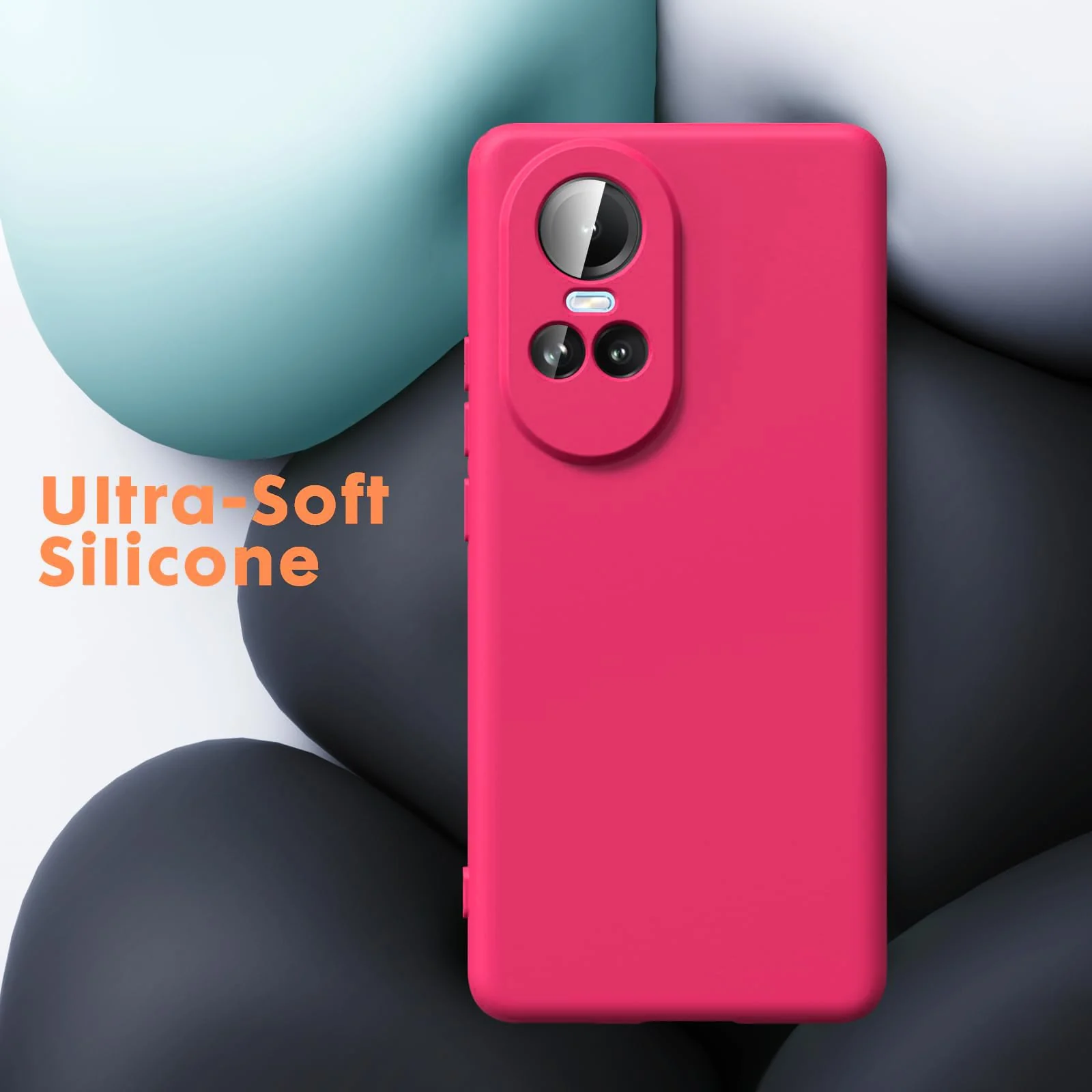DL3 Mobilak OPPO Reno 10 5G / OPPO Reno 10 Pro 5G Case, Soft Flexible Liquid Silicone Gel Rubber Bumper Cover, Full Body Shockproof Protective Phone Case - Hot Pink