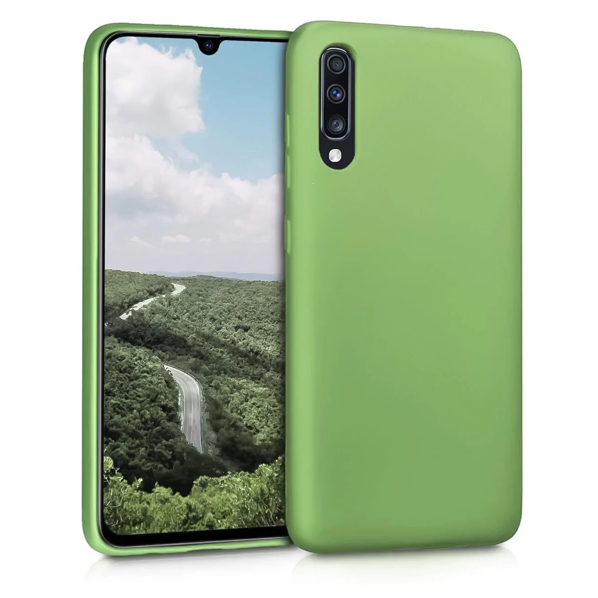 Dl3 Mobilak Samsung Galaxy A70 / A70s Case,Soft Flexible Silicone Gel Rubber Bumper Cover,Full Body Shockproof Protective Phone Case (Light Green)