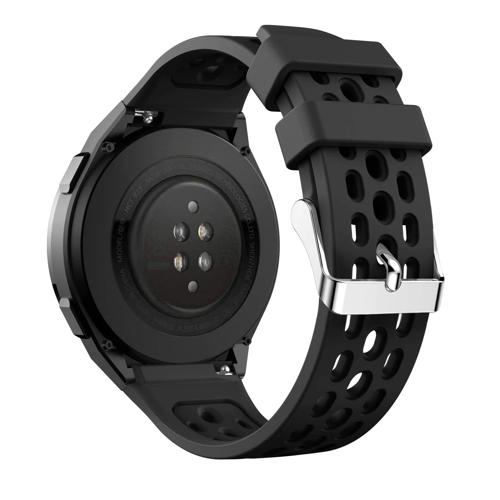 DL3 MOBILAK Strap Replacement Bands Compatible with 22MM Huawei Watch GT2E Bands,Adjustable Accessory Soft Silicone Sport Wristband for Women Men - Black