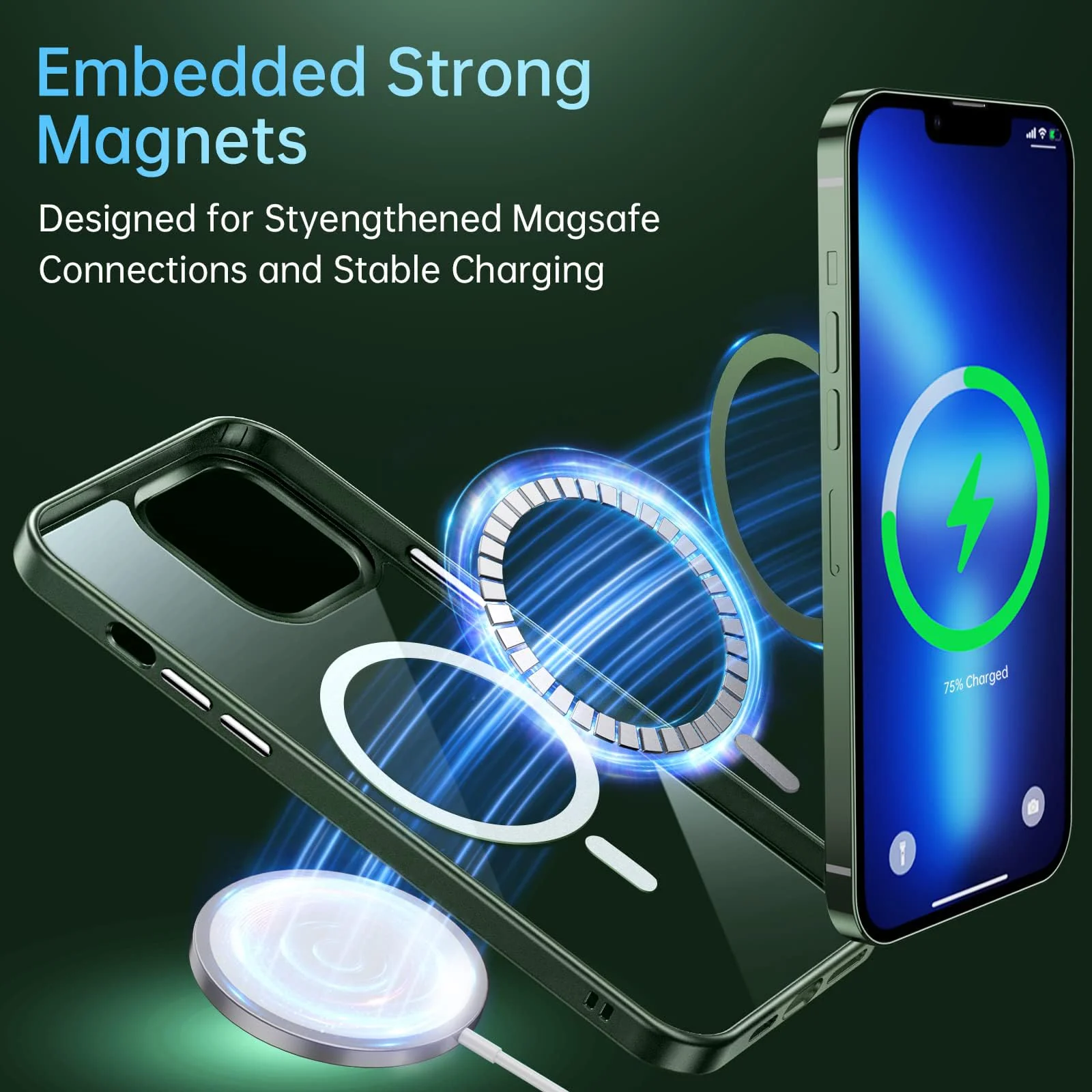 DL3 Mobilak Clear MagSafe-Compatible TPU Case for iPhone 15 Pro Max - Green