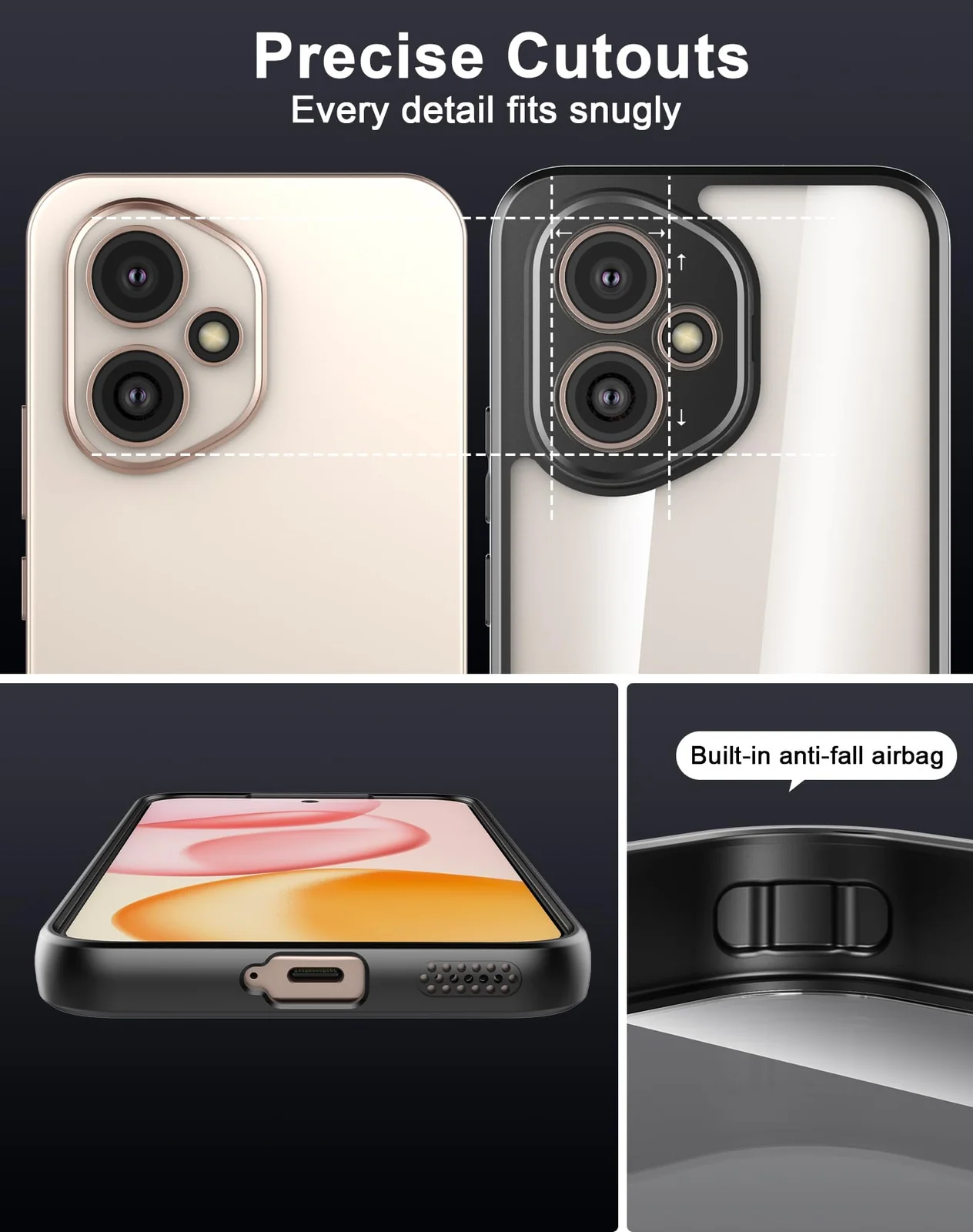 DL3 Mobilak Clear PC and TPU Protective Case for Honor 400 5G with Camera Protection and Military-Grade Protection - Black