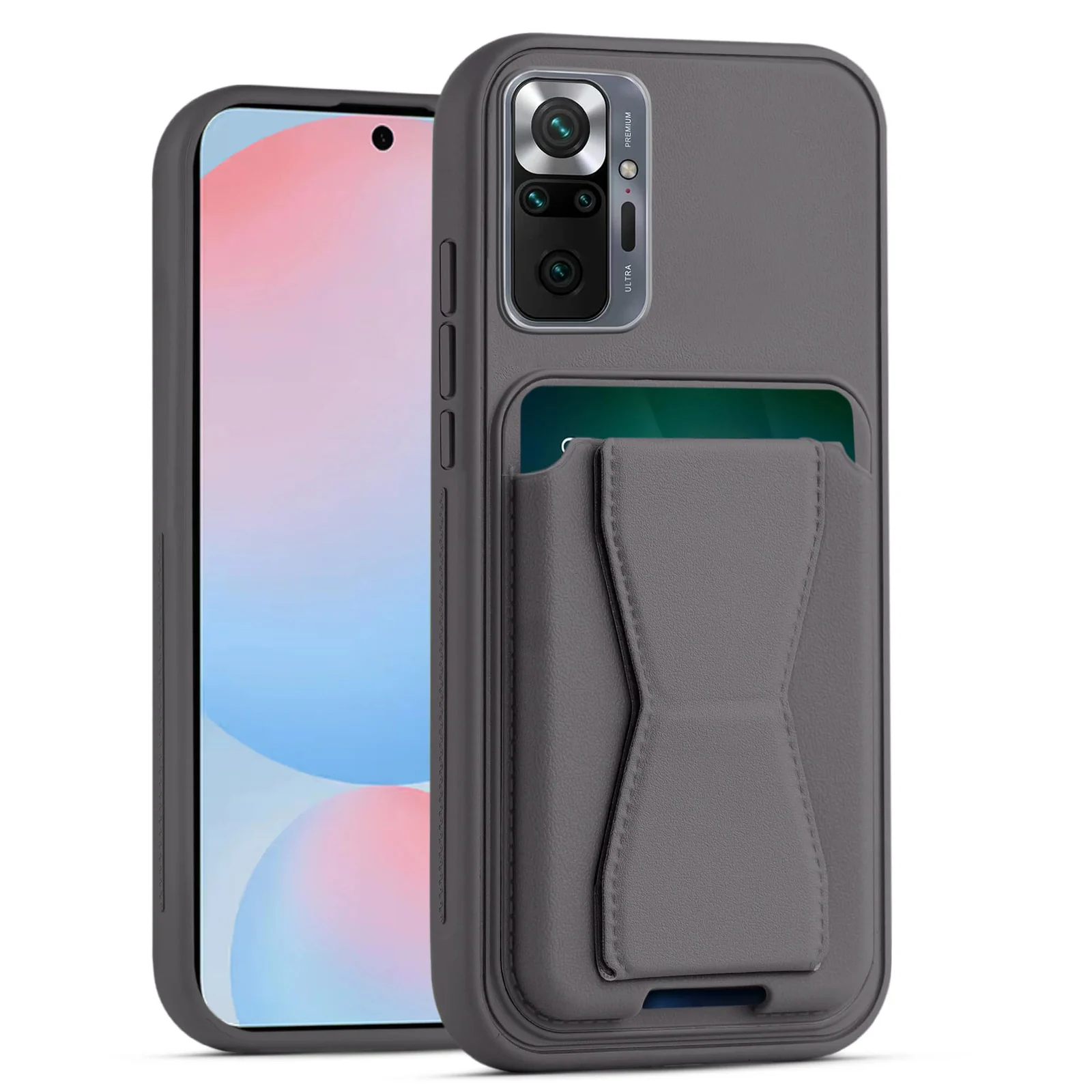Mobigon Leather Wallet Case Compatible with Xiaomi Redmi Note 10 Pro, Leather Back Cover With TPU Frame, Shockproof Protective Phone Case with Card Holder Stand