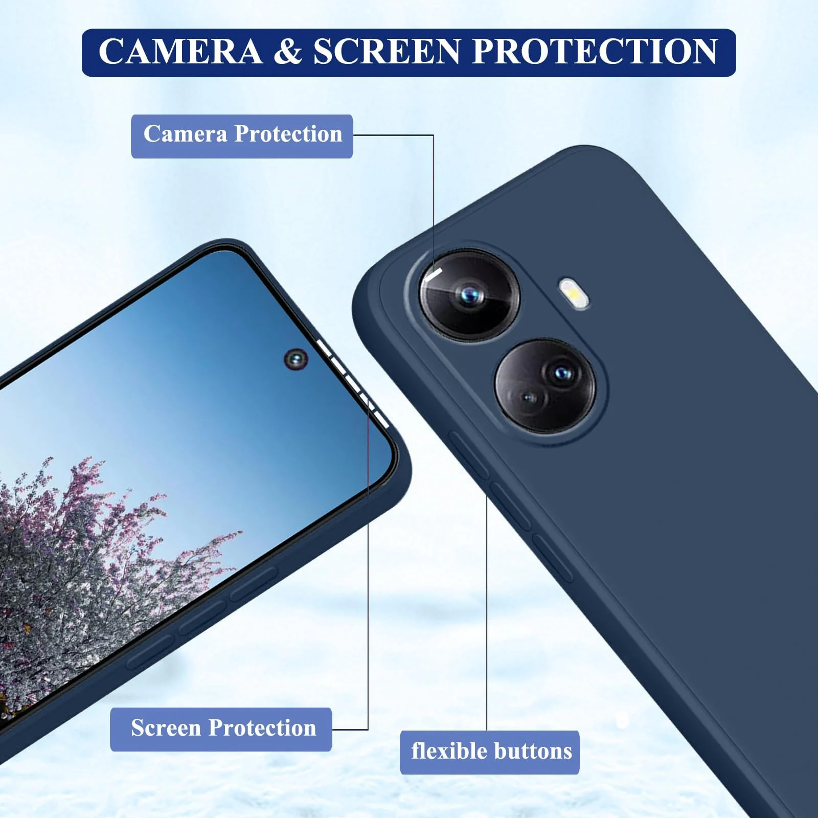 DL3 Mobilak Soft Silicone Protective Case for realme 10 pro plus with Microfiber Lining and Shockproof Design - Dark Blue