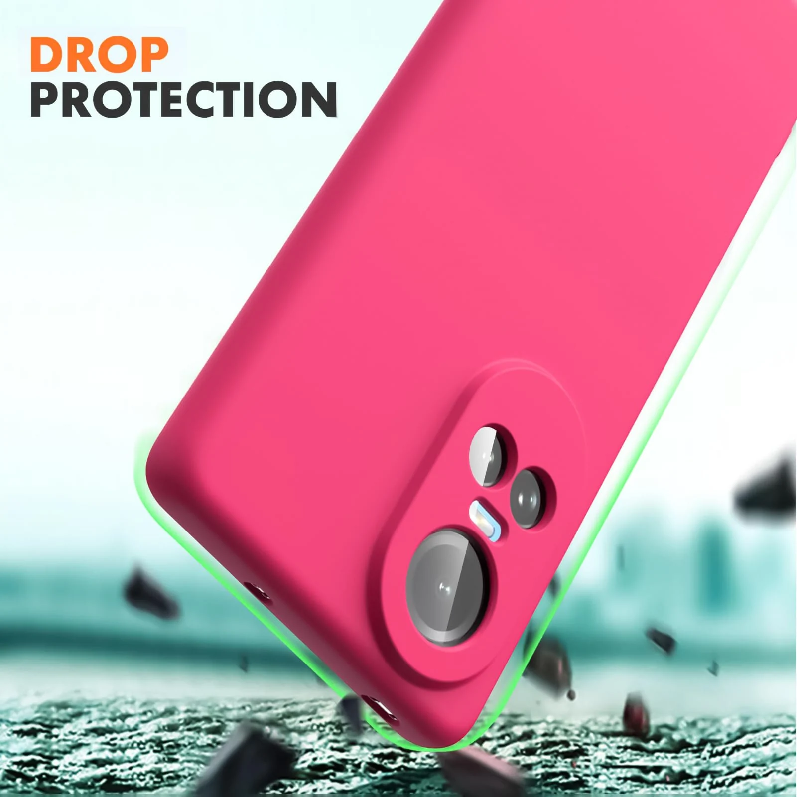 DL3 Mobilak OPPO Reno 10 5G / OPPO Reno 10 Pro 5G Case, Soft Flexible Liquid Silicone Gel Rubber Bumper Cover, Full Body Shockproof Protective Phone Case - Hot Pink
