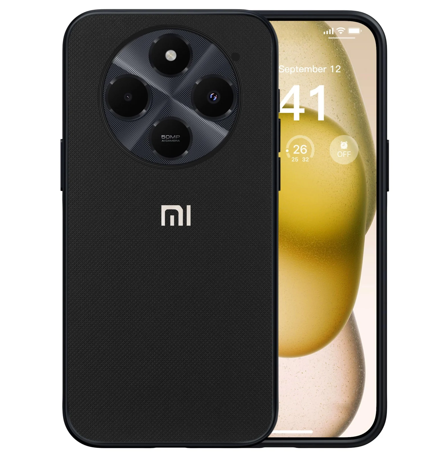 Dl3 Mobilak Compatible with Xiaomi Redmi 14C/Redmi A4/Poco C75 Case Dual Layer Heavy Duty Cell Phone Protective Cover Shockproof Rugged with Non-Slip Textured - Black