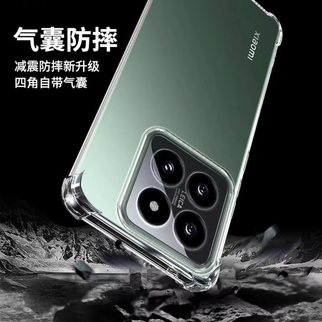 DL3 Mobilak Case Compatible with Xiaomi 14 pro, Cover Silicone Transparen t TPU Gorilla Anti-shock Protector Camera Shockproof Corners - Clear