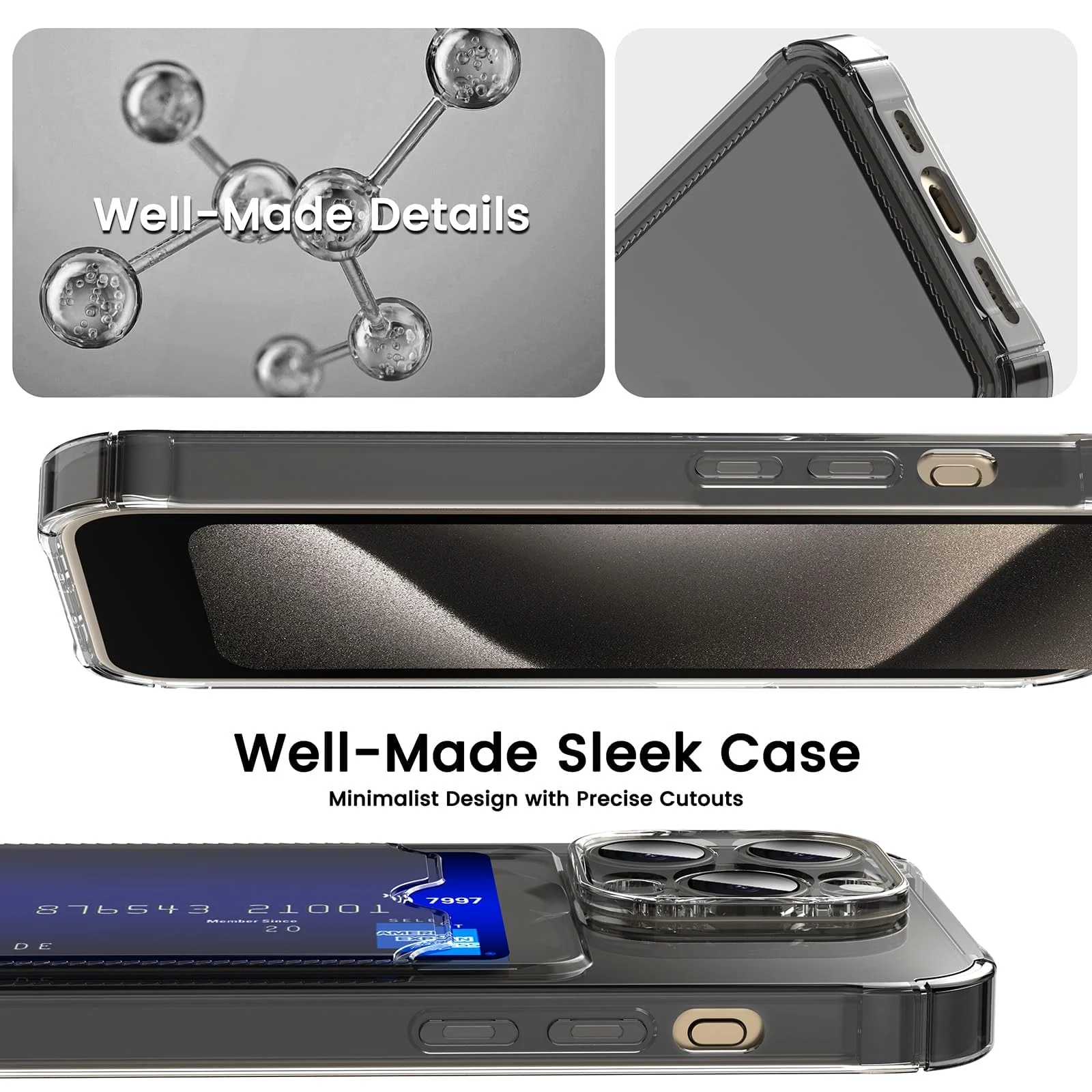 DL3 Mobilak Clear TPU Wallet Case with Card Slot and Camera Protection for Samsung Galaxy A55 - Black