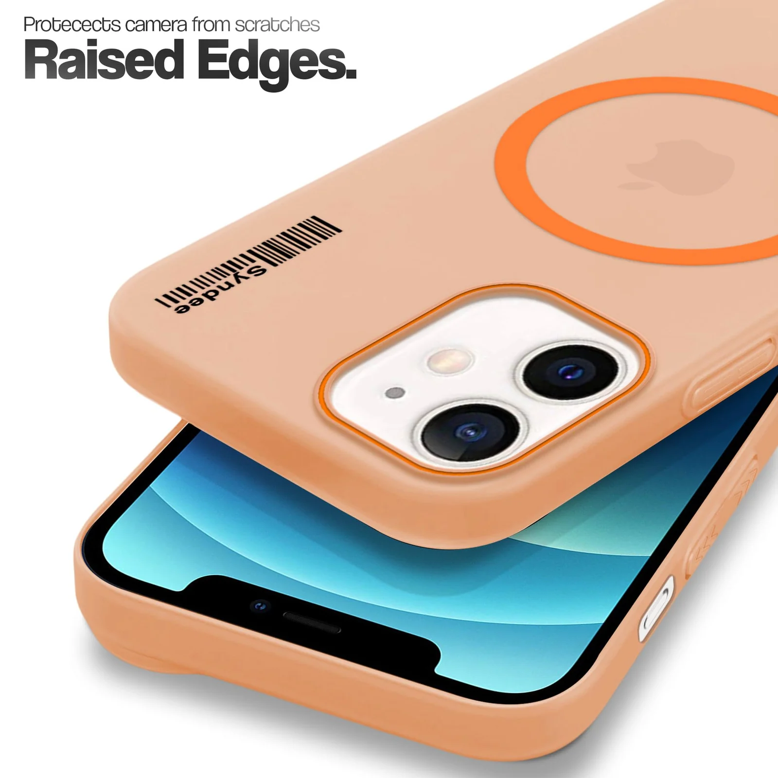 DL3 Mobilak Translucent Matte Case for iPhone 11, Compatible with MagSafe accessories, Shock-absorbing protection, Integrated ring holder - Orange