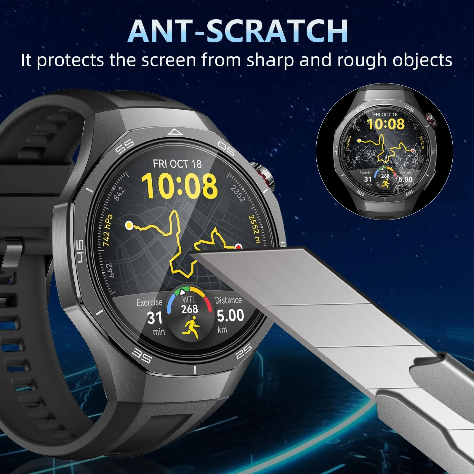 DL3 Mobilak Screen Protector For Huawei Watch GT 5 Pro 46mm, 3D Curved Soft Edge Protective Film [Anti-Scratch] [Bubble Free] [Ultra Shatterproof] [High Sensitive] (Not Glass) For Huawei Watch GT5 Pro - Black