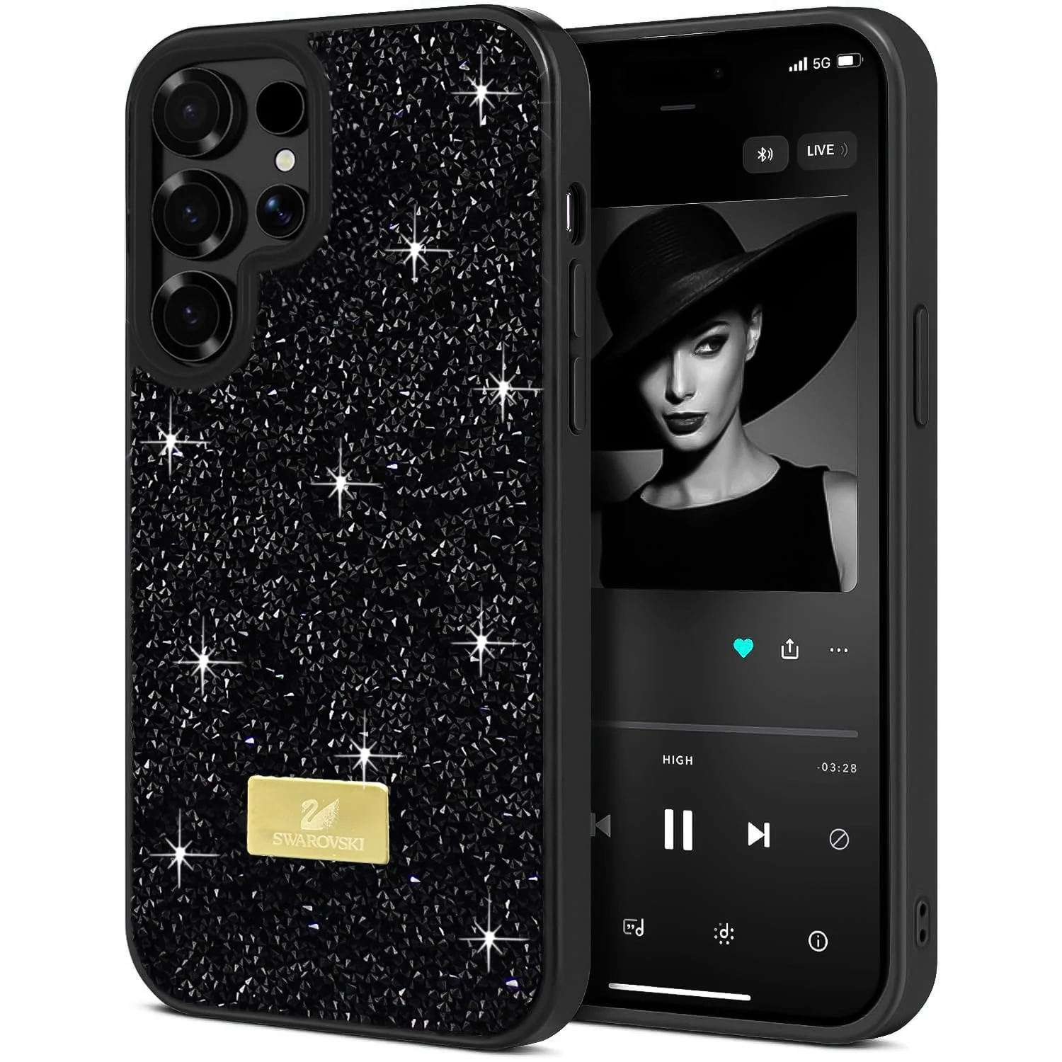 DL3 Mobilak Glitter Protective Case for Samsung Galaxy S25 Ultra, Supports wireless charging, Shock-absorbing protection, Scratch-resistant surface