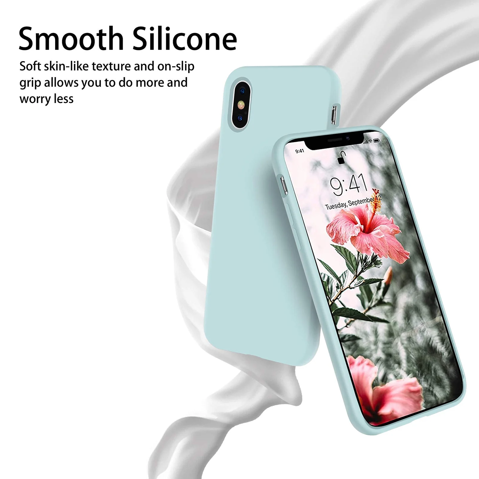 DL3 Mobilak Liquid Silicone Protective Case with Soft Microfiber Lining for iPhone XS Max - Mint Green