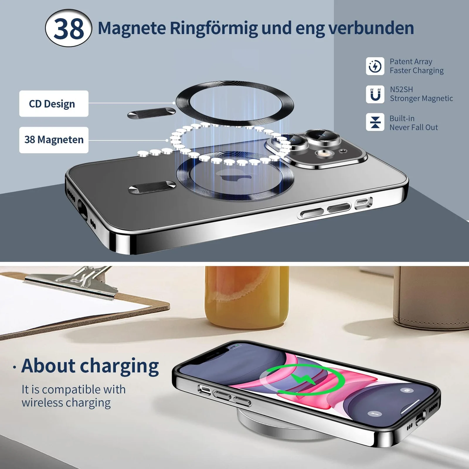 DL3 Mobilak Clear MagSafe-Compatible Magnetic Case for iPhone 11 with Camera Protection - Black