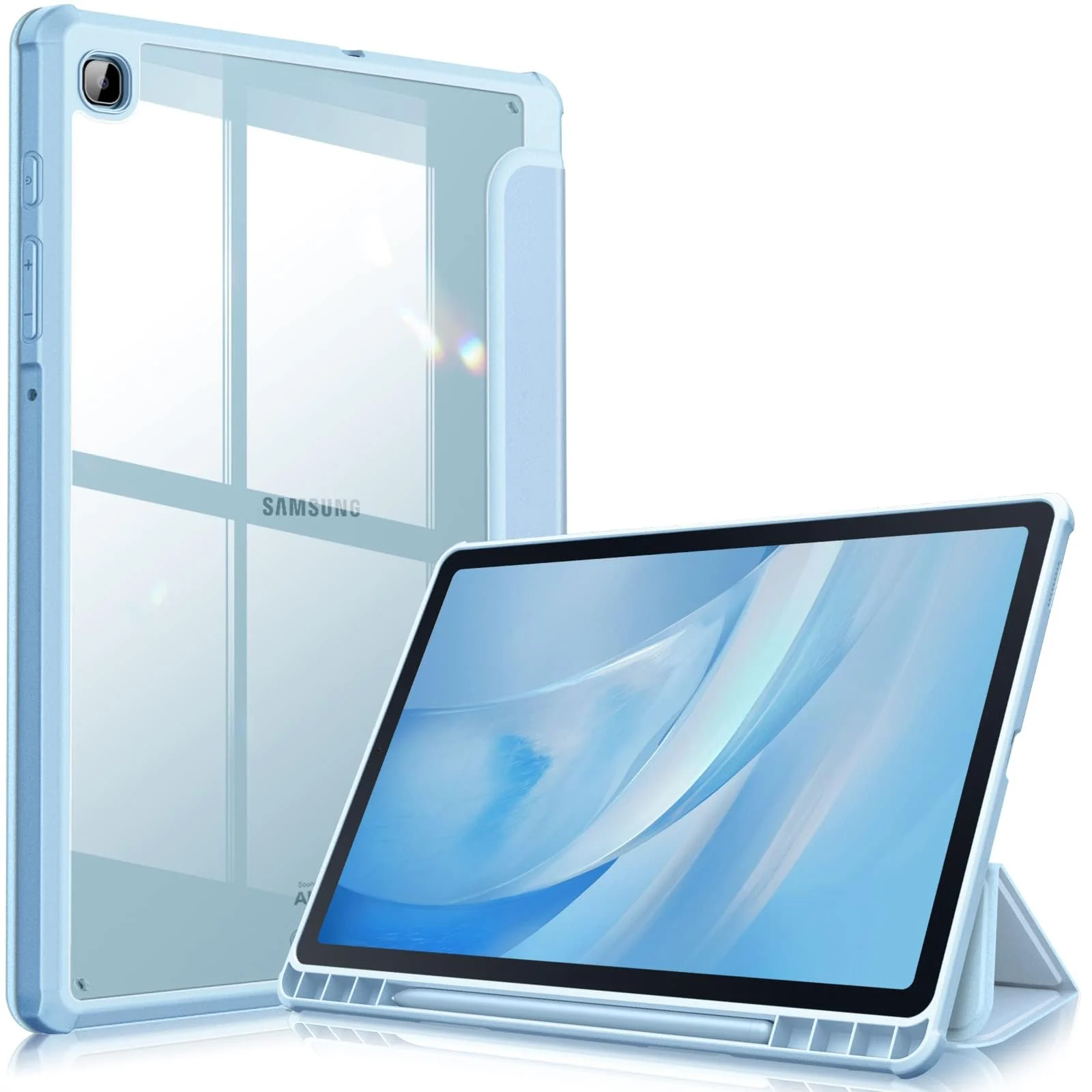 DL3 Mobilak Hybrid Slim Case for Samsung Galaxy Tab S6 Lite 10.4'' 2020 Model SM-P610 (Wi-Fi) SM-P615 (LTE) with S Pen Holder, Cover with Clear Transparent Back Shell, Auto Wake/Sleep - Sky Blue