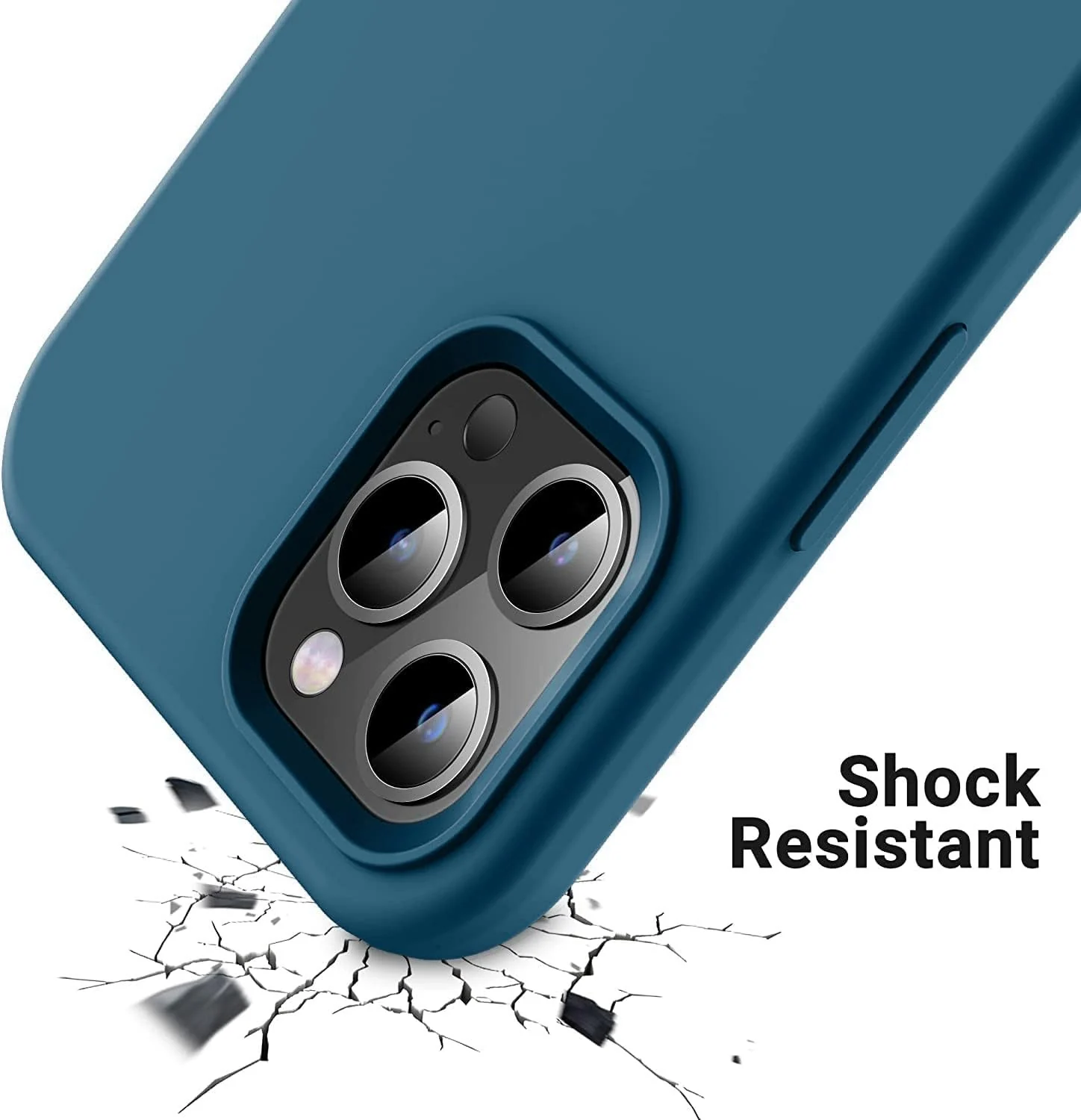 DL3 Mobilak Liquid Silicone Protective Case for iPhone 12 / 12 Pro (6.1 Inch) with Camera Protection and Microfiber Lining - Storm Blue