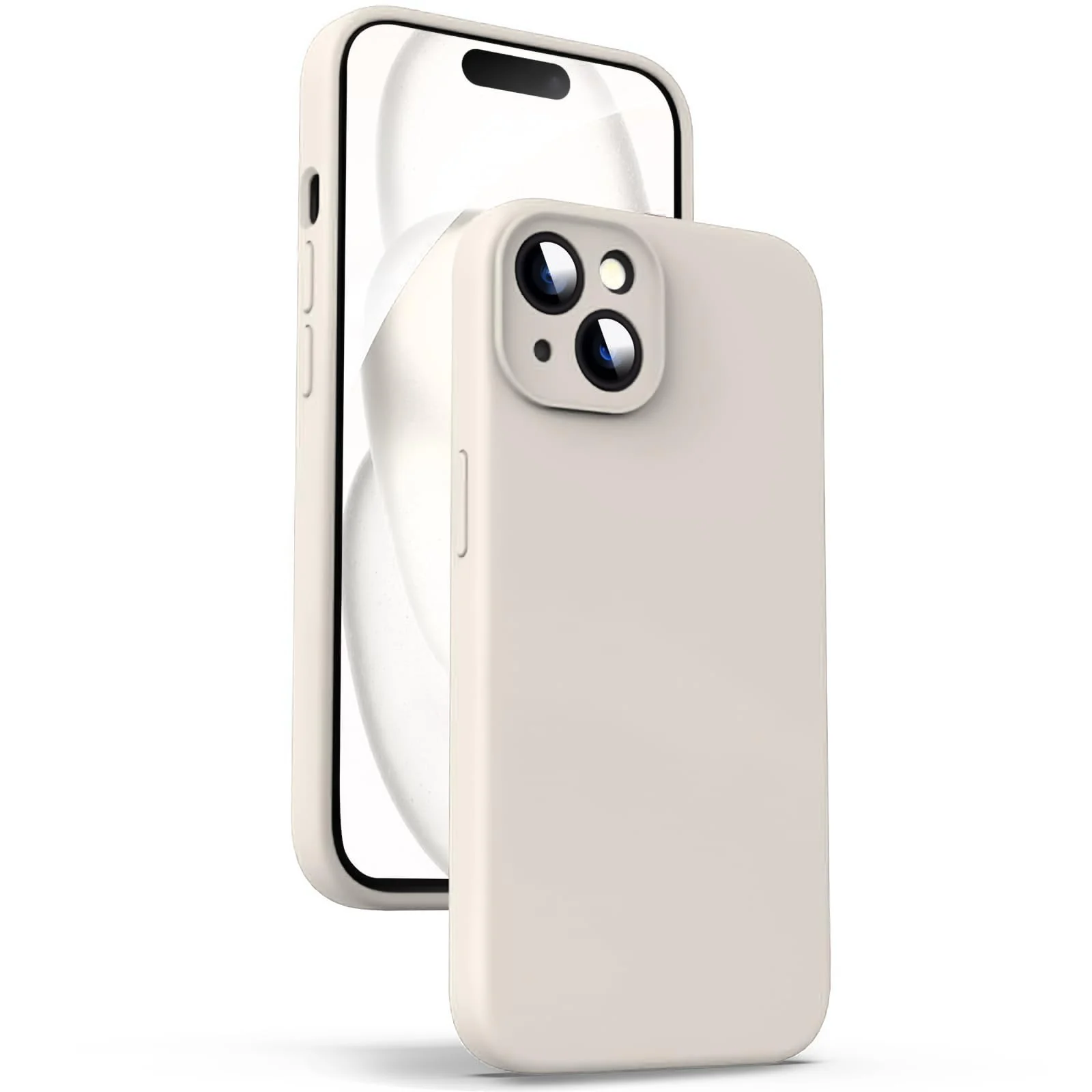 DL3 Mobilak Liquid Silicone Case for iPhone 13 (6.1 Inch), Shock-absorbing protection, Scratch-resistant surface, Soft microfiber lining - Off White