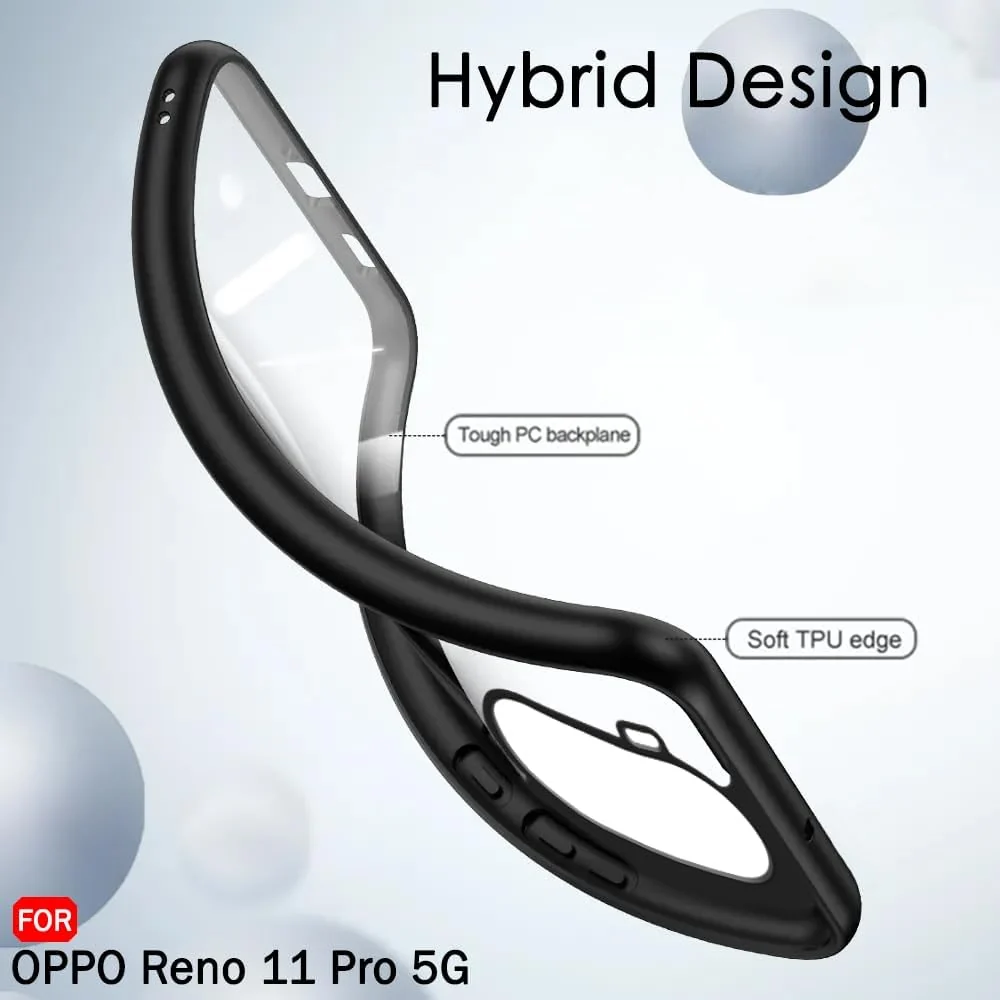 DL3 Mobilak Clear PC and TPU Protective Case for OPPO Reno 11 Pro 5G with Camera Protection and Military-Grade Protection - Black