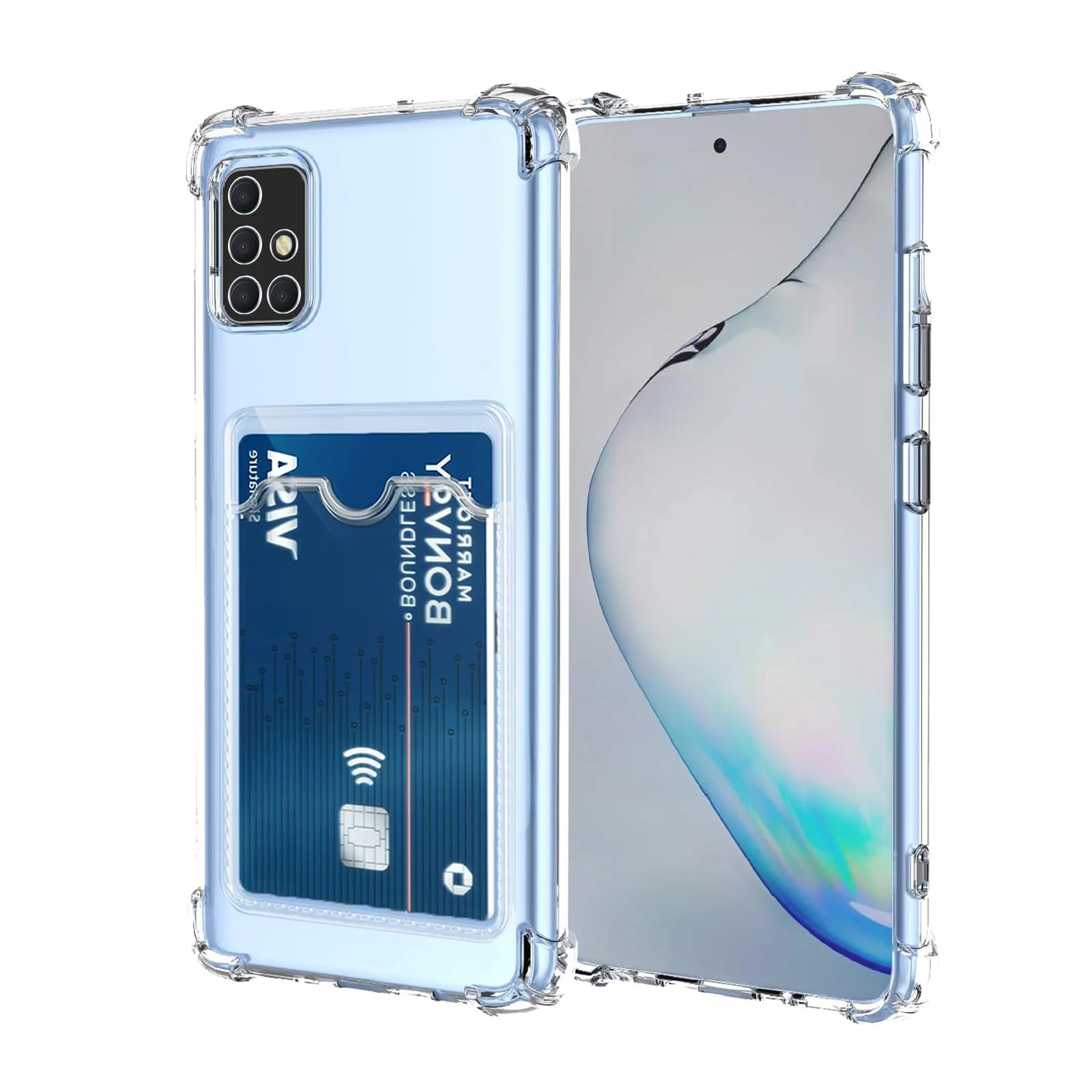 DL3 Mobilak Clear TPU Wallet Case with Card Slot and Camera Protection for Samsung Galaxy A71 - Transparent