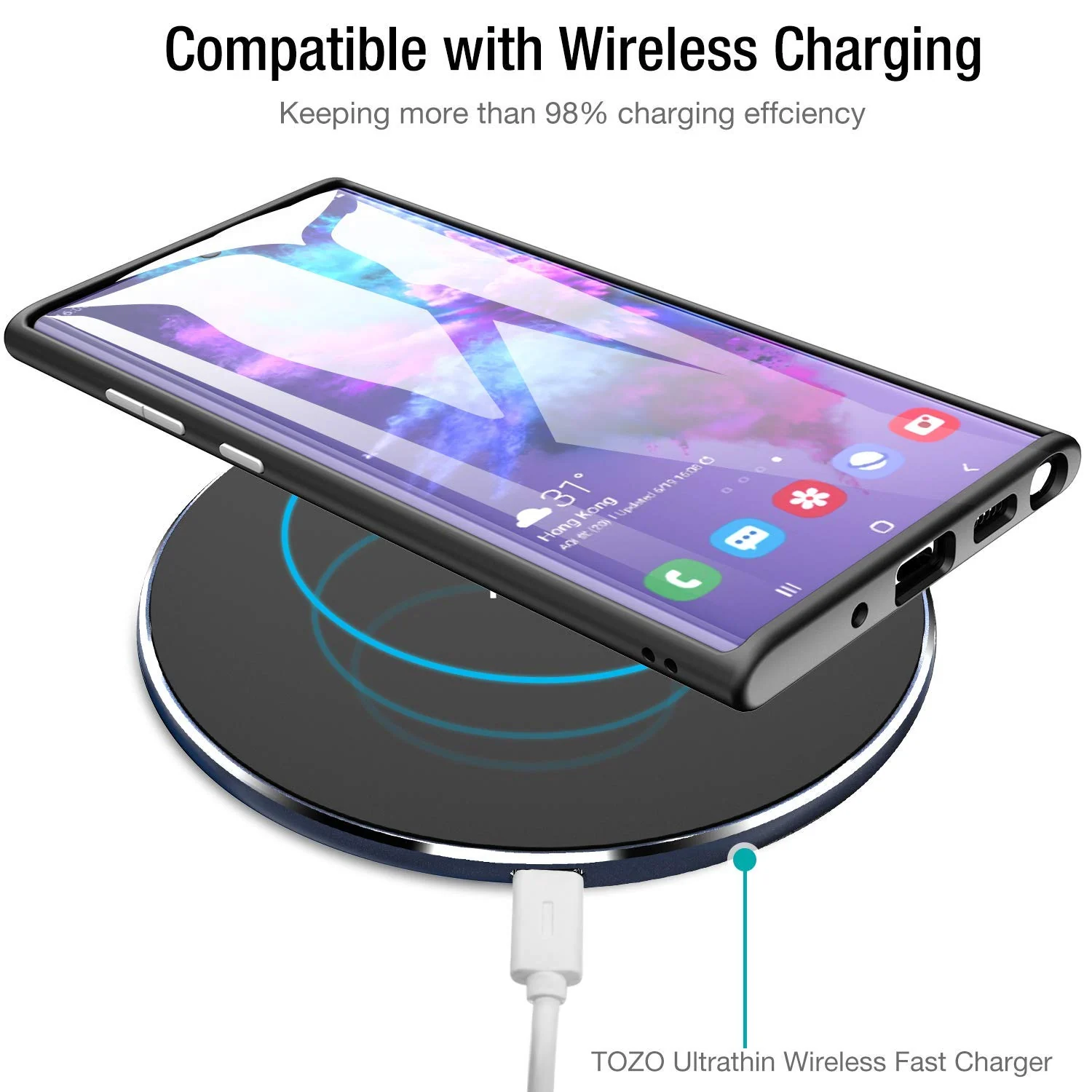 DL3 Mobilak Clear PC and TPU Protective Case for Samsung Note 10 Plus with Shockproof Design and Anti-Yellowing Design - Black