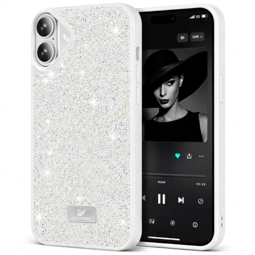 DL3 Mobilak Case for iPhone 17 Glitter, Sparkle Diamond Crystal Bling Case with Bling, Ultra Thin Lightweight Full Body Shockproof Anti-Scratch Protective Cover - White 2