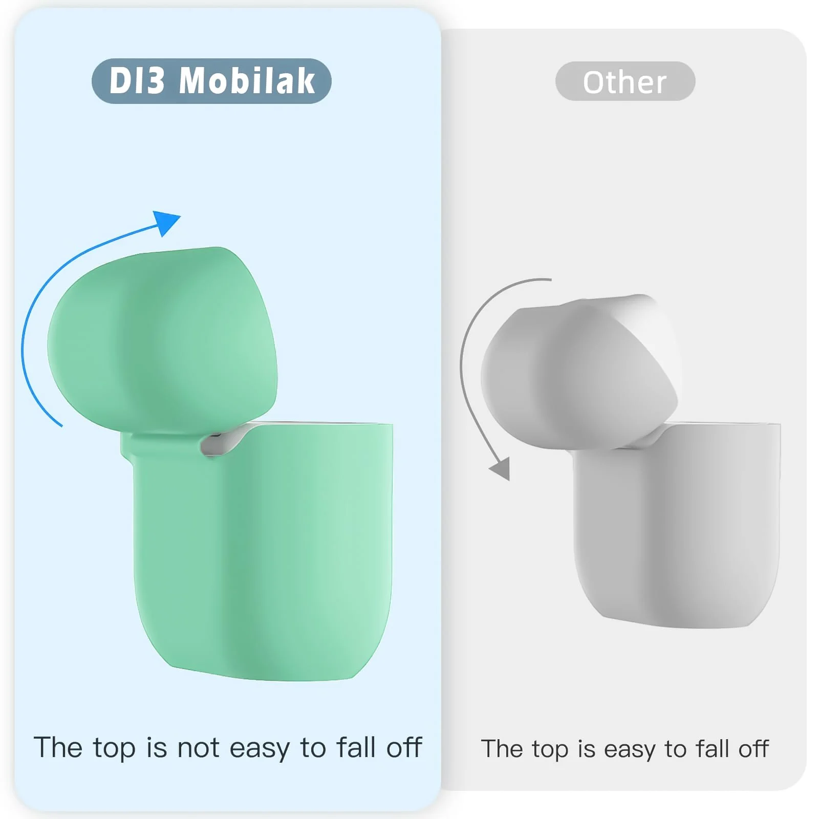 DL3 Mobilak Compatible with AirPods 4 Case (2024), Soft Silicone Full Protective Case Cover with Keychain, For Apple AirPods 4th Generation for Women Men - Mint Green