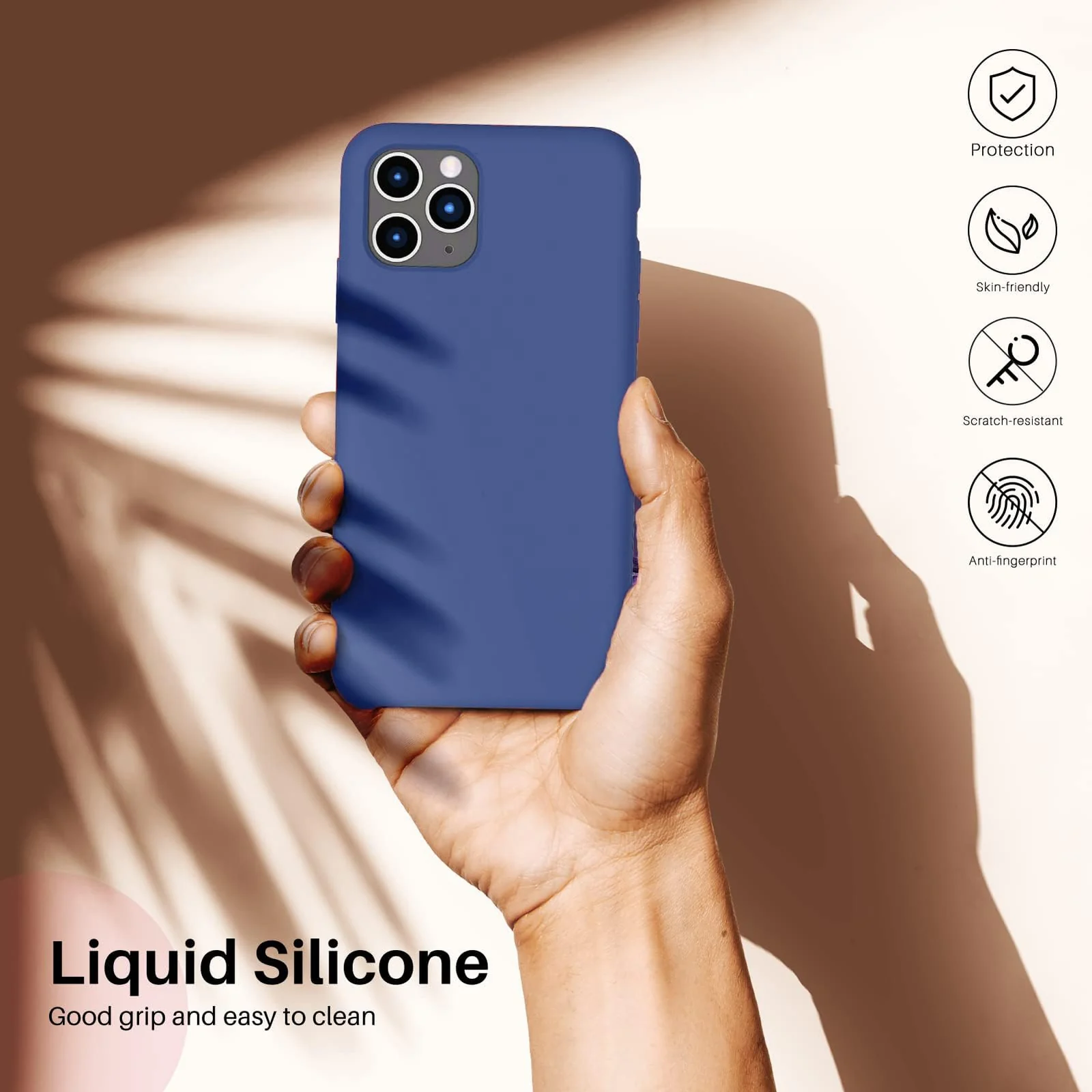 DL3 Mobilak Liquid Silicone Case for iPhone 12 / 12 Pro (6.1 Inch), Shock-absorbing protection, Scratch-resistant surface, Soft microfiber lining - A. Blue