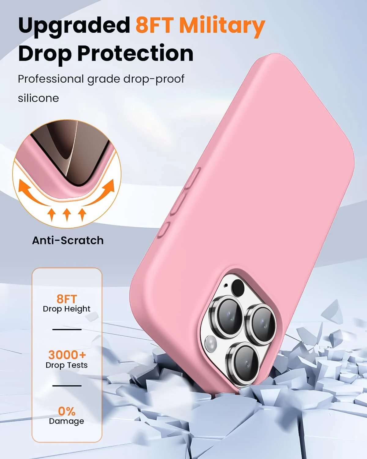 DL3 Mobilak Liquid Silicone Protective Case with Soft Microfiber Lining for iPhone 16 Pro Max - Pink