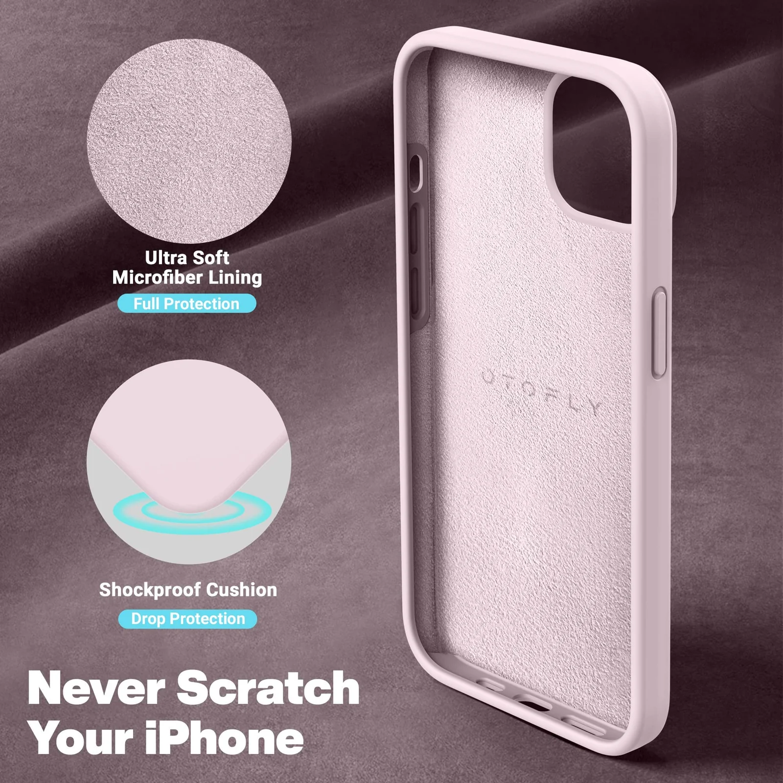DL3 Mobilak Liquid Silicone Protective Case with Soft Microfiber Lining for iPhone 13 / iPhone 14 - Ice Pink