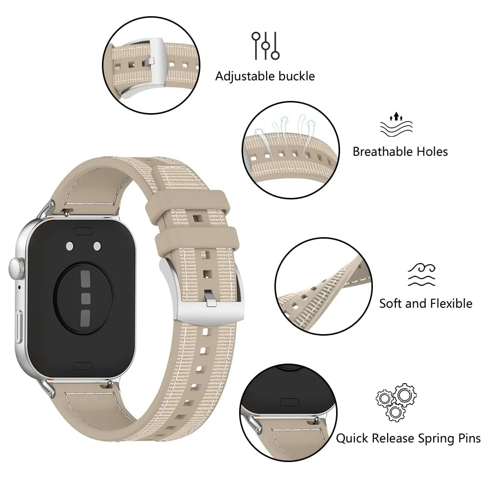 DL3 Mobilak Sport Silicone Nylon Band Designed for Huawei Watch Fit 3 for Men Women, Waterproof Soft Replacement Strap for Huawei Watch Fit3 - Starlight