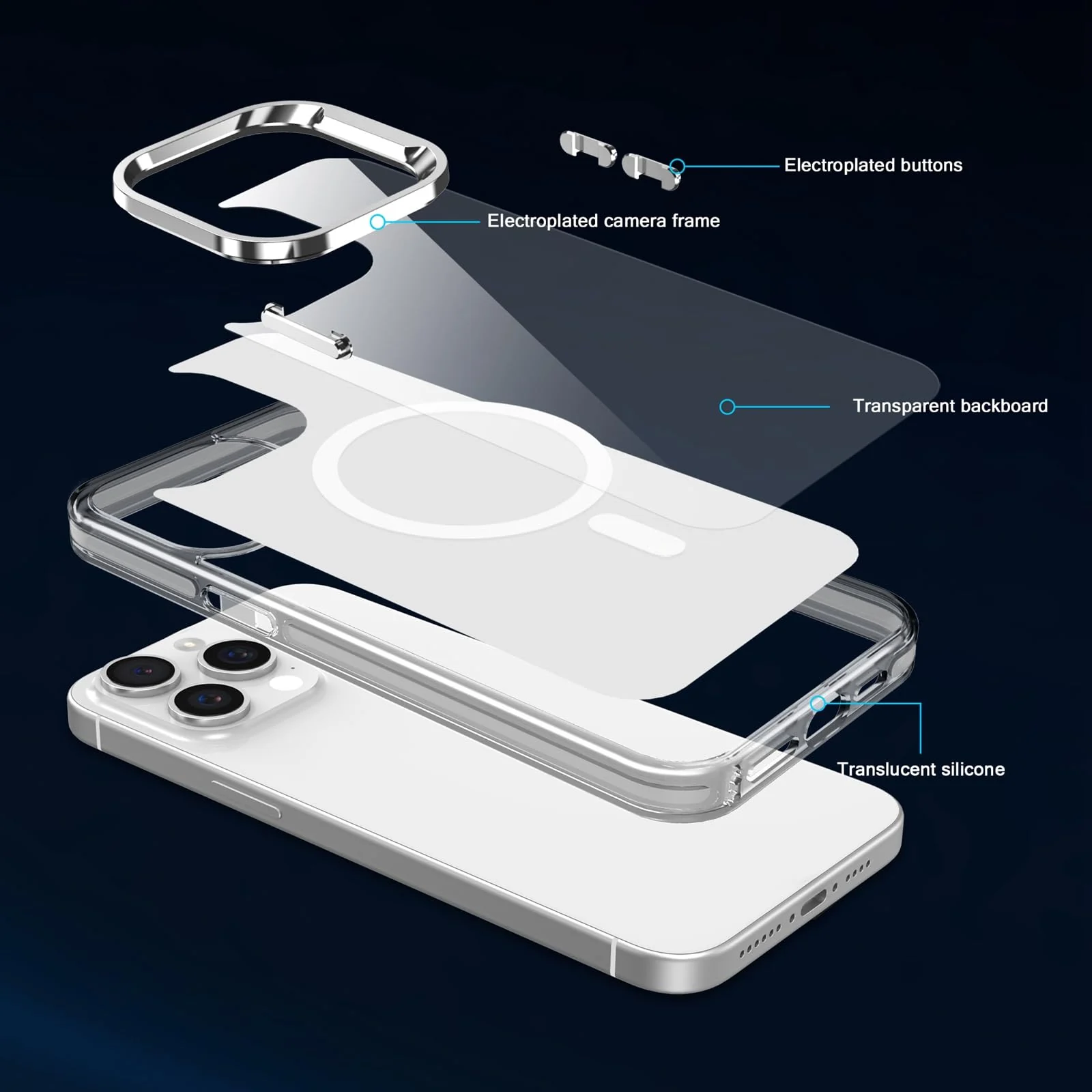 DL3 Mobilak Case for iPhone 15 Pro Max Crystal Clear [Not Compatible with MagSafe] Soft TPU Gel Case Flexible Silicone Anti-Scratch Transparent TPU Cover - Black