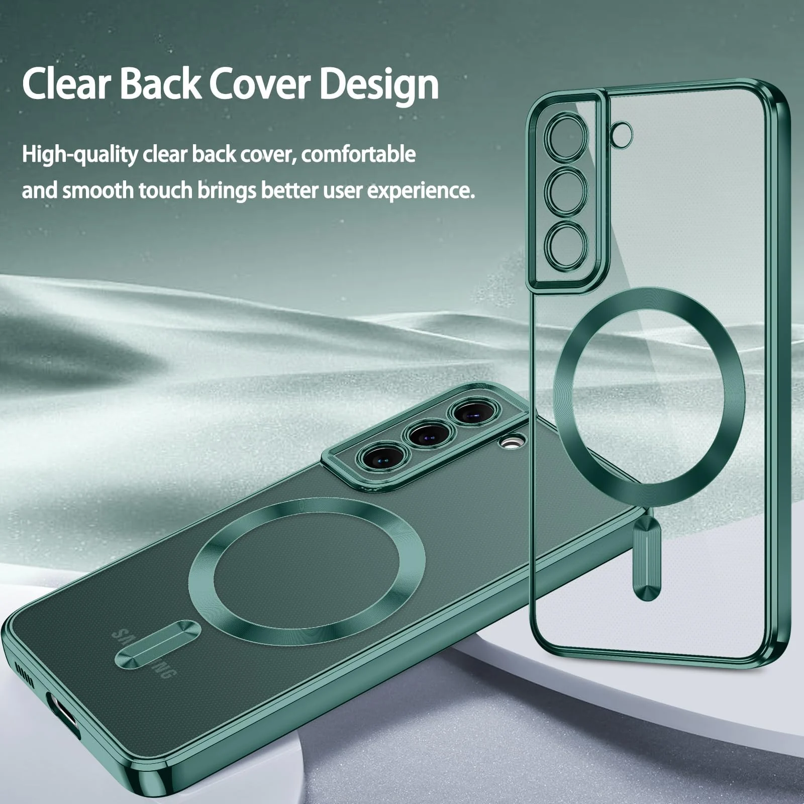 DL3 Mobilak Glitter Protective Case for Samsung Galaxy S22, Compatible with MagSafe accessories, Supports wireless charging, Camera protection - Green