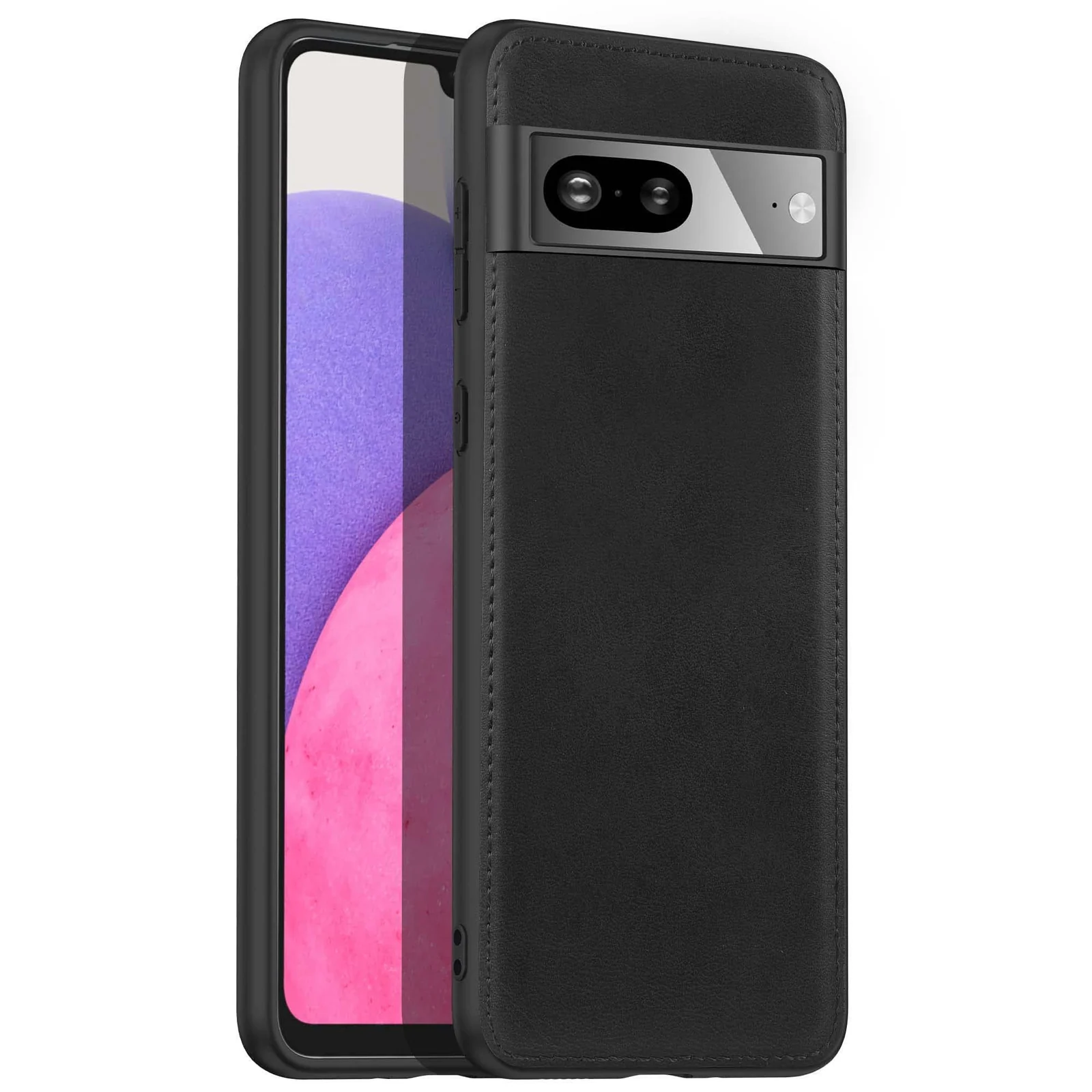 DL3 Mobilak Case for Google Pixel 7 Leather, Anti-Drop, Anti-Shock, Non-Slip Texture, Simple Cell Phong Cover - Black