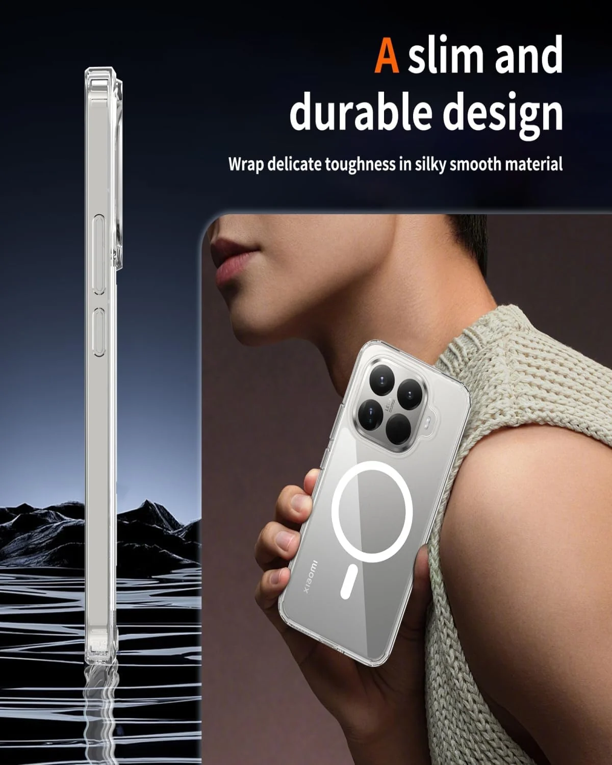MOBIGON Slim Magnetic MagSafe-Compatible Phone Case for Xiaomi 15T Pro, Clear