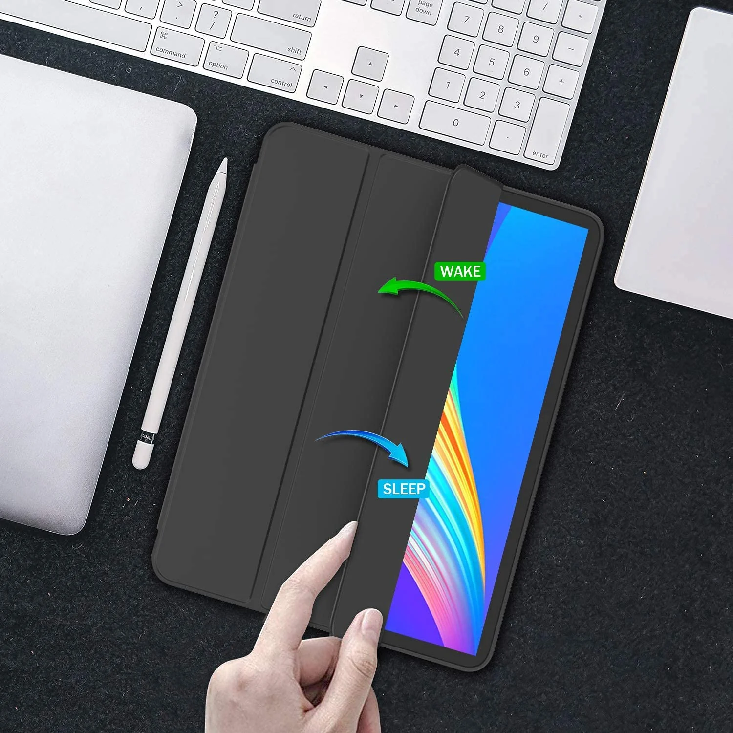 DL3 Mobilak iPad Pro 11 Inch Case 2022(4th Gen)/2021(3rd Gen)/2020(2nd Gen) with Pencil Holder, Smart iPad Case [Support Touch ID and Auto Wake/Sleep] with Auto 2nd Gen Pencil Charging - Black