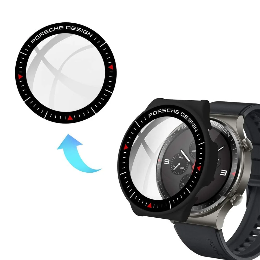 DL3 Mobilak Case Compatible with Huawei Watch GT2 Pro PC Cover with Bezel Tempered Glass Protection, Ultra Thin Full Protection for Huawei Watch GT 2 Pro Protective Case - Black