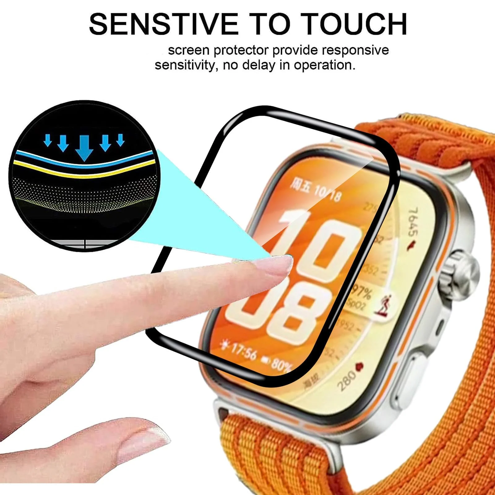 DL3 MOBILAK 3D Curved Soft Watch Screen Film for Huawei Watch Fit 5 Pro, Clear