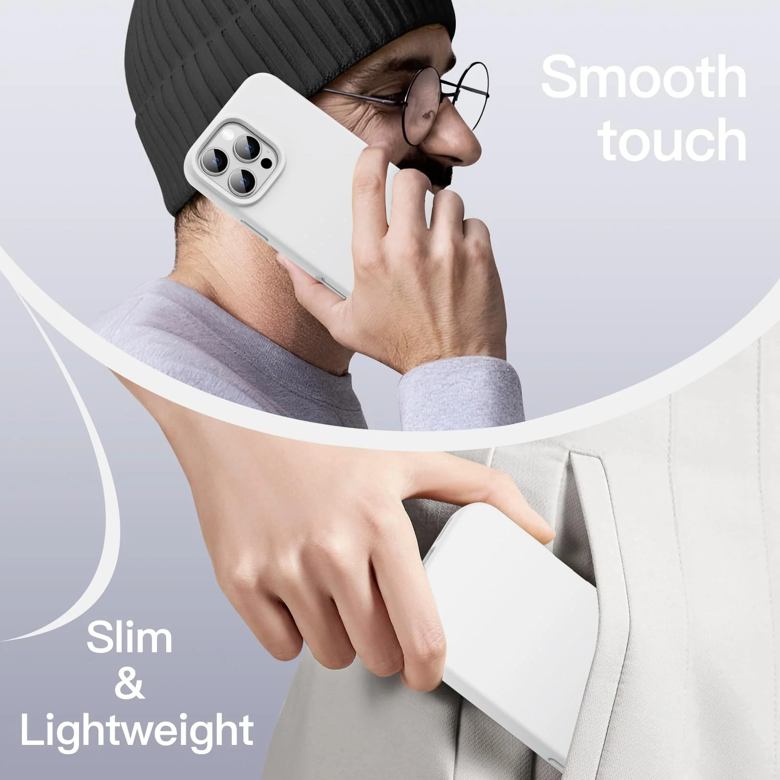 DL3 Mobilak Liquid Silicone Protective Case with Soft Microfiber Lining for iPhone 16 Pro Max - White