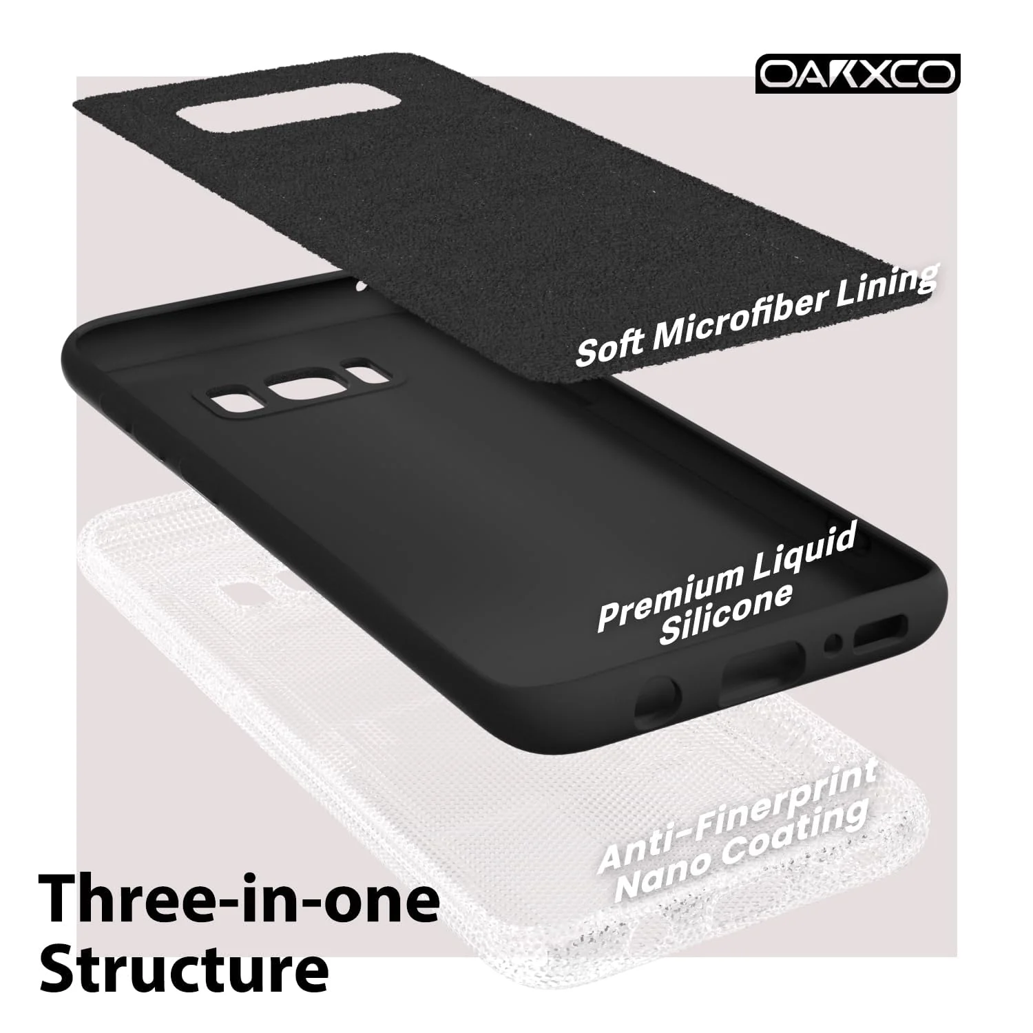 DL3 Mobilak Liquid Silicone Protective Case with Soft Microfiber Lining with Full Camera Protection for Samsung Galaxy S8+ Plus - Black