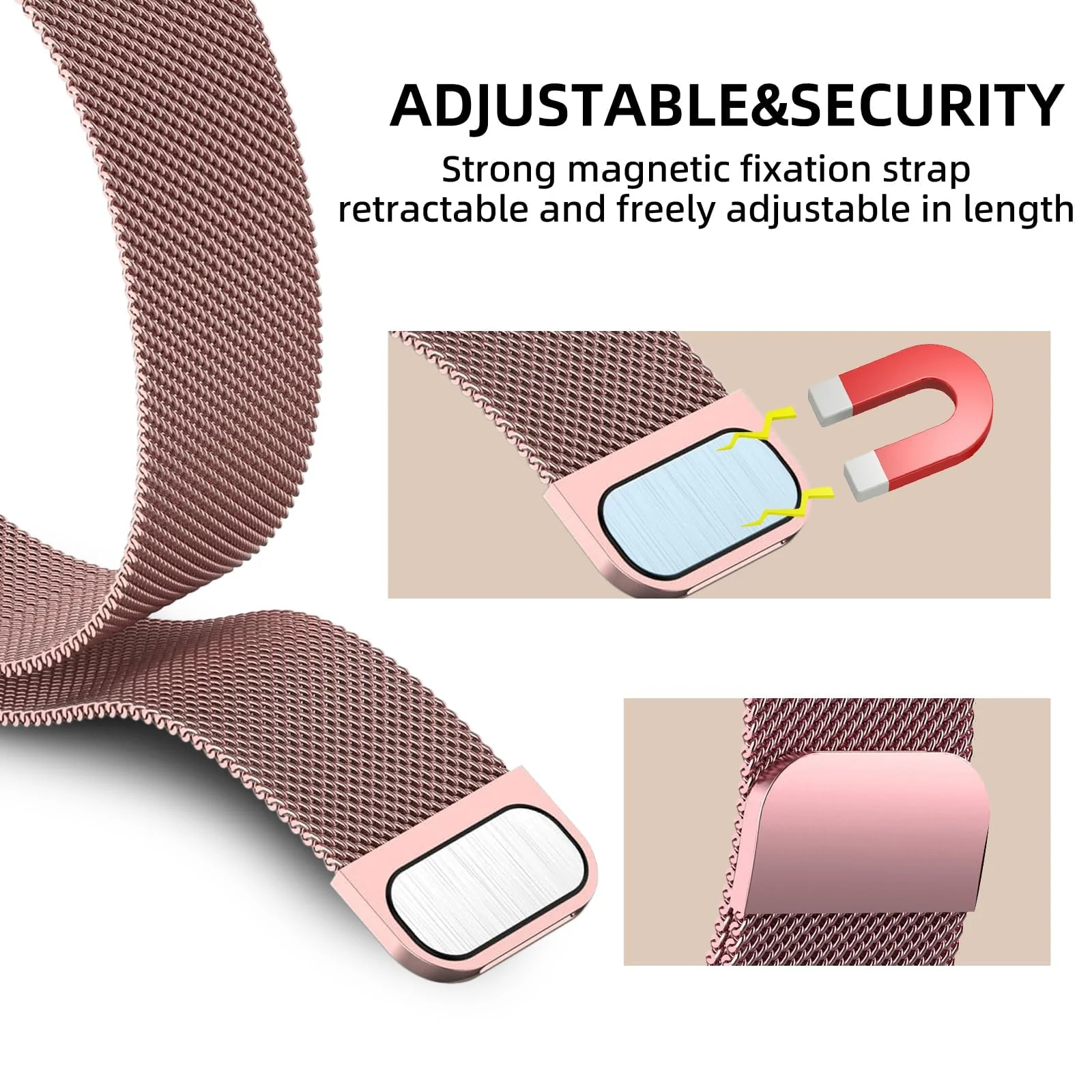 DL3 Mobilak Metal Band Compatible with Samsung Galaxy Watch 7 Ultra Bands 47mm, Stainless Steel Mesh Loop Magnetic Clasp Wristbands Replacement Accessory Women Men for Samsung Watch Ultra Band 47 mm - Pink